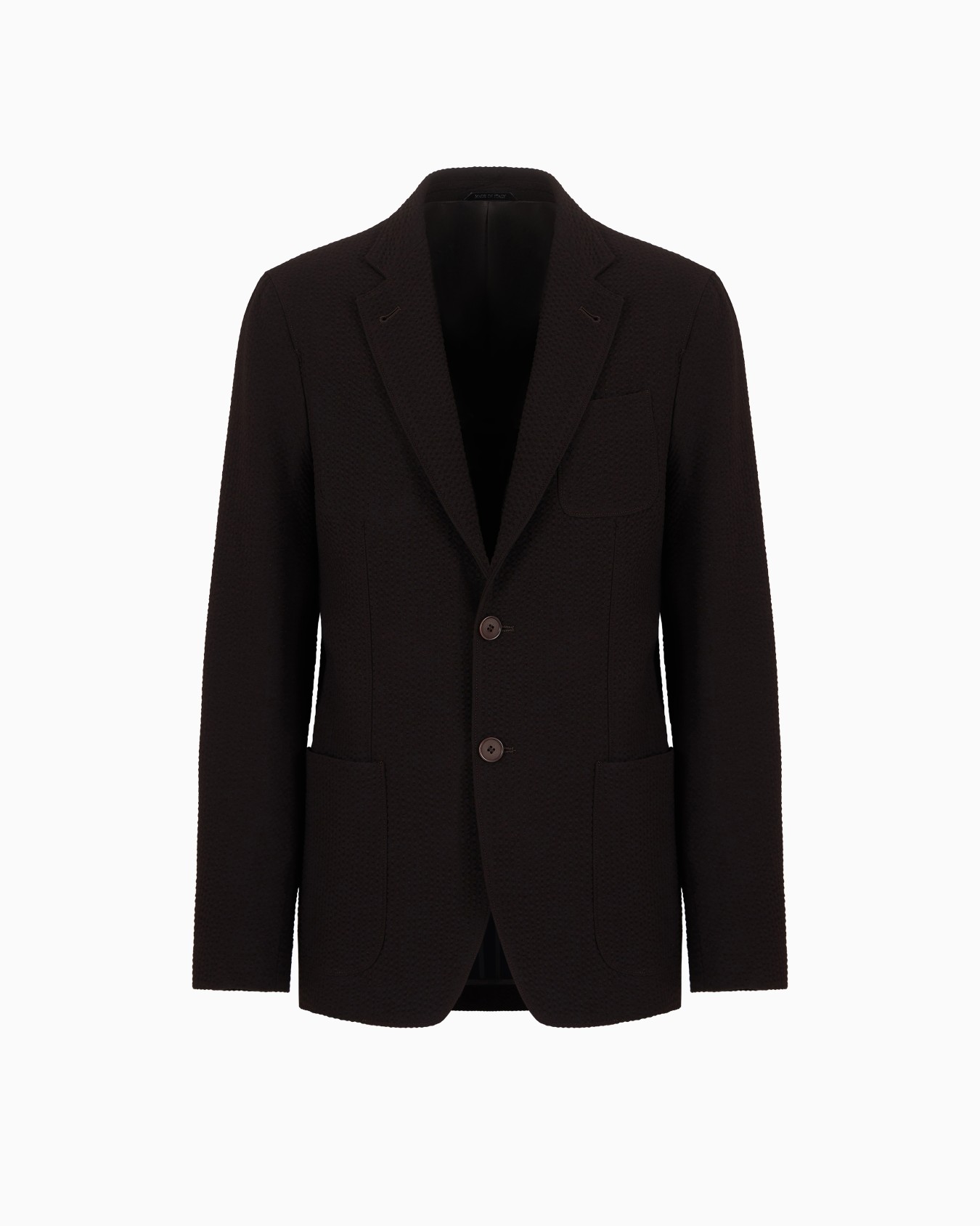 Upton line single-breasted jacket in virgin wool and cashmere seersucker Slide 0