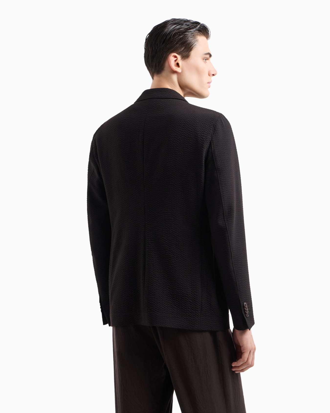 Upton line single-breasted jacket in virgin wool and cashmere seersucker Slide 2