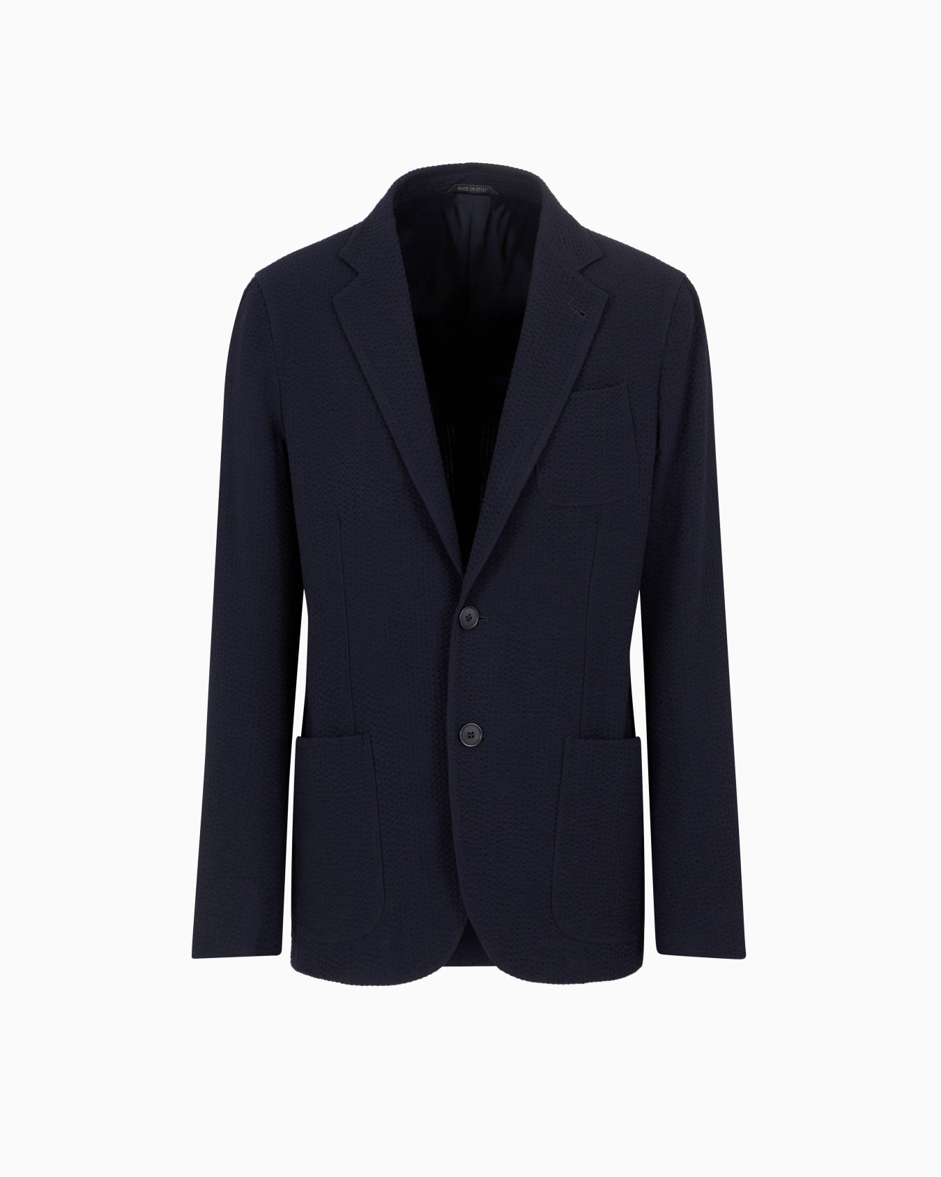 Upton line single-breasted jacket in virgin wool and cashmere seersucker Slide 0