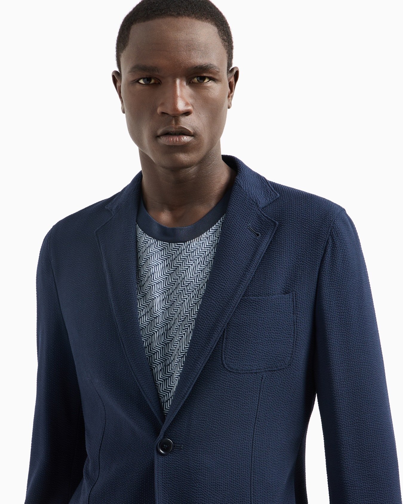 Upton line single-breasted jacket in seersucker virgin wool Slide 4