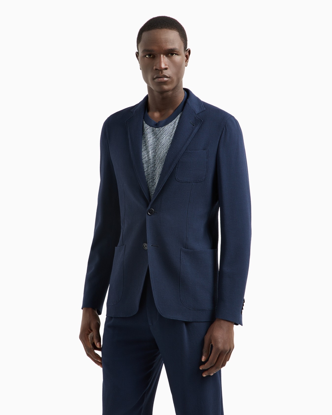Upton line single-breasted jacket in seersucker virgin wool Slide 3