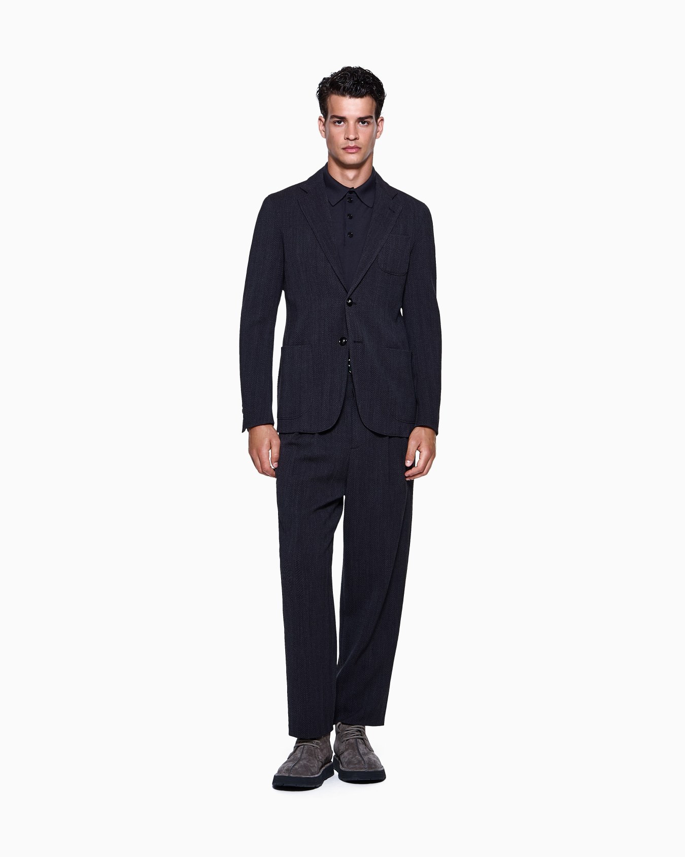 Upton Line single-breasted jacket in chevron stretch virgin wool Slide 1