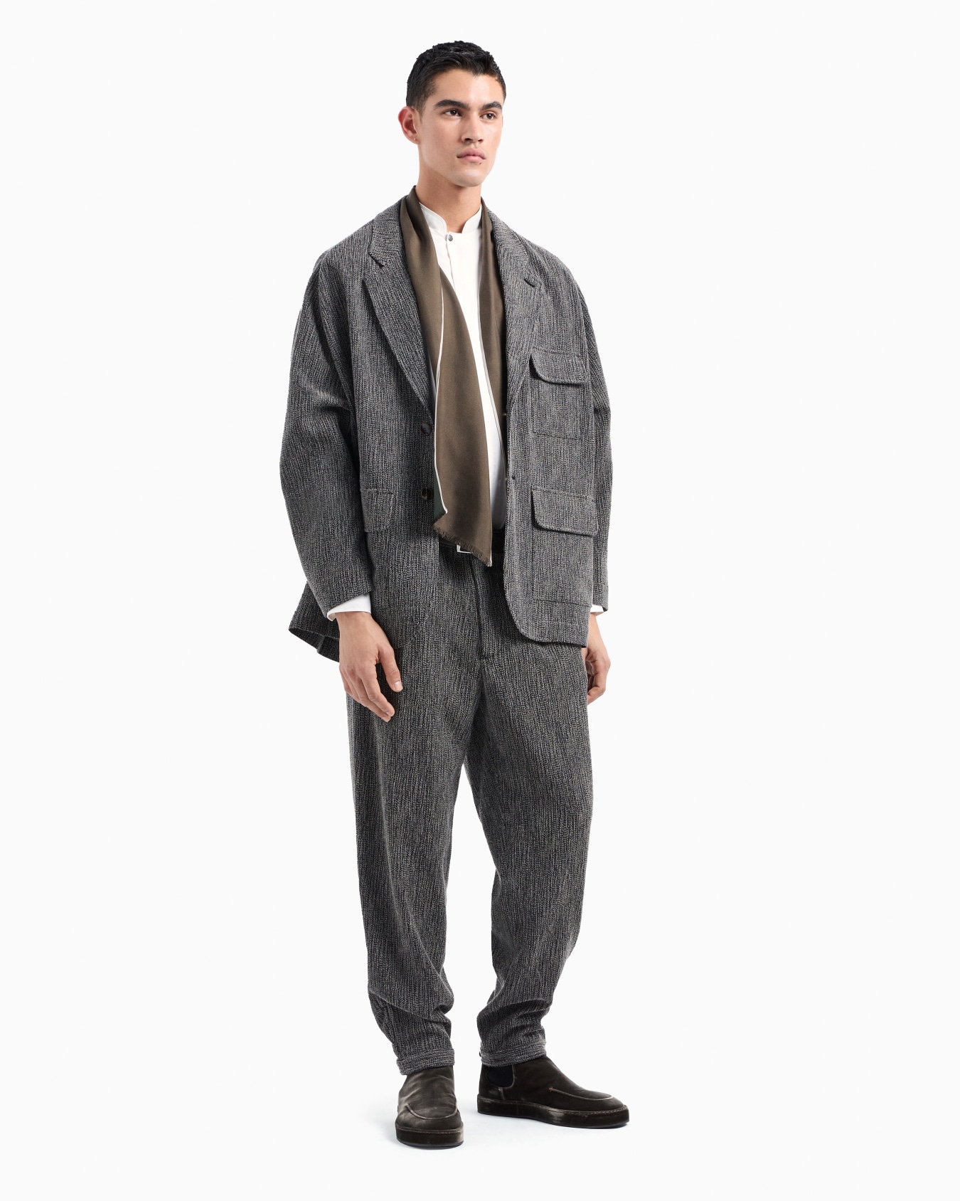 Einreihige Hemdjacke aus einer Mischung aus Viskose und Wolle in Jacquard-Verarbeitung Folie 4