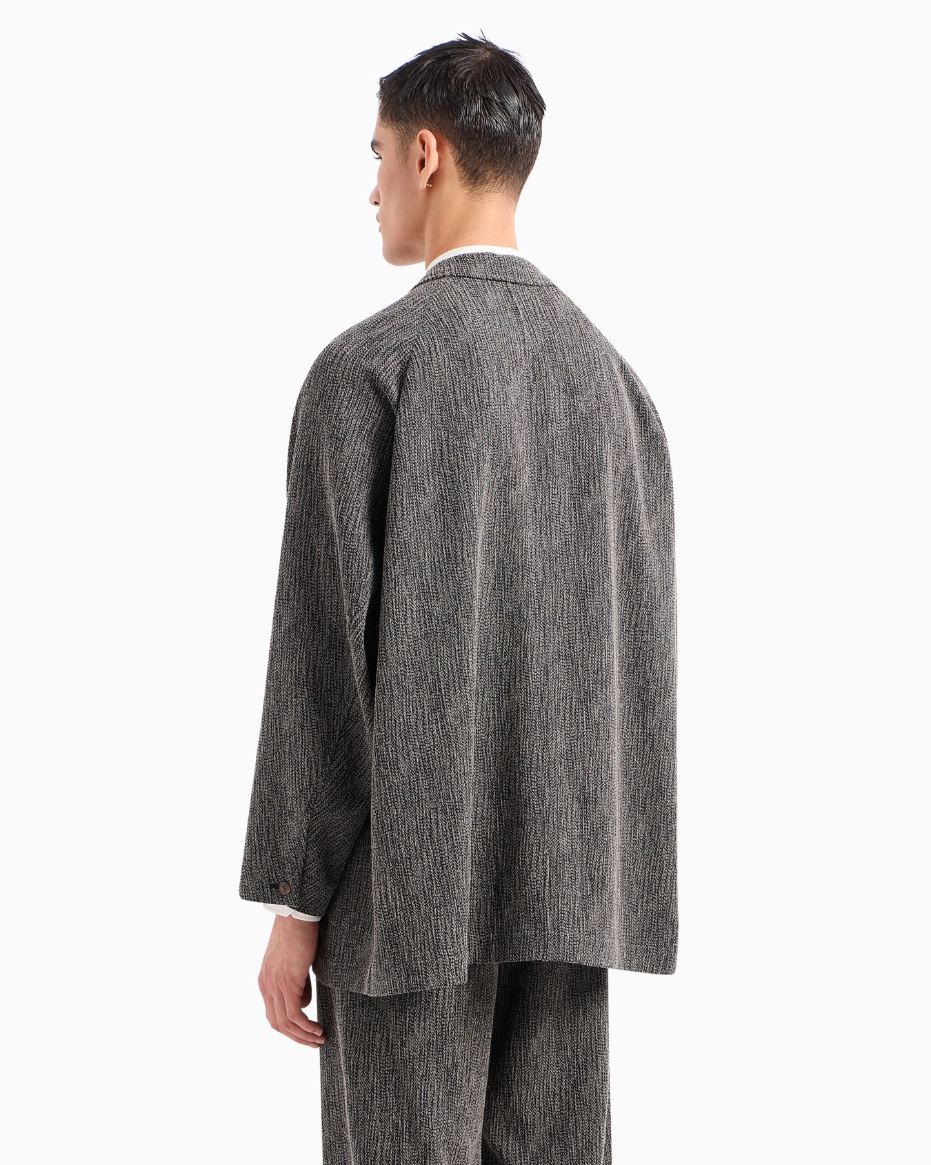 Einreihige Hemdjacke aus einer Mischung aus Viskose und Wolle in Jacquard-Verarbeitung Folie 3