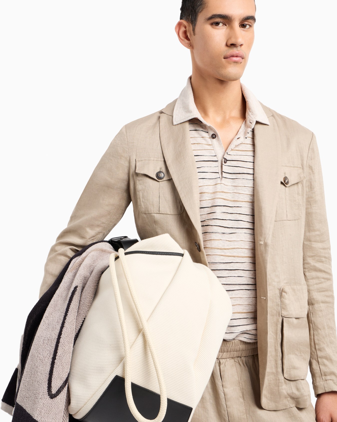 Polo de manga larga en punto de lino, algodón y viscosa con elaboración en tejido jacquard Diapositiva 6