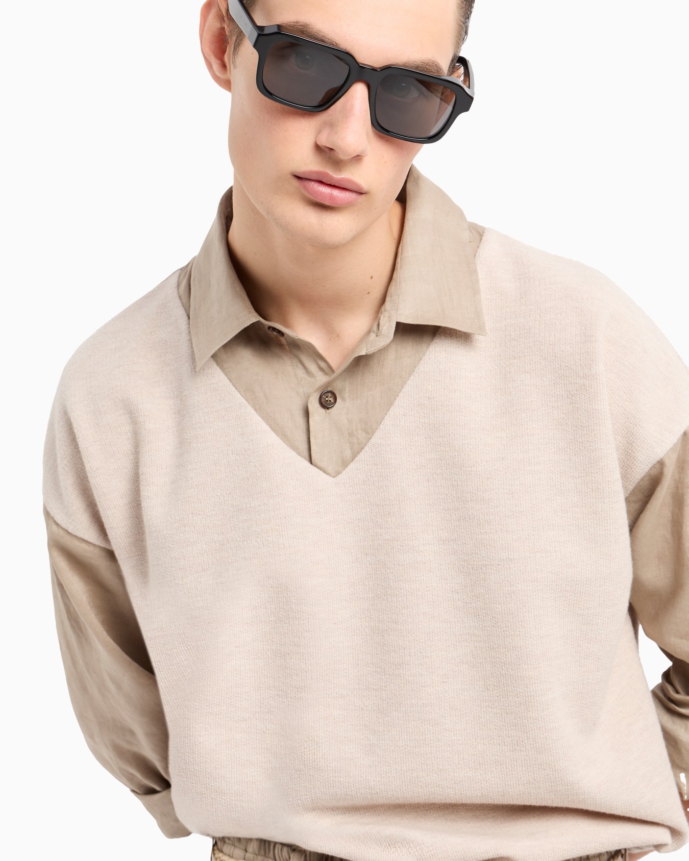 Long-sleeved, cotton and wool polo shirt Slide 6