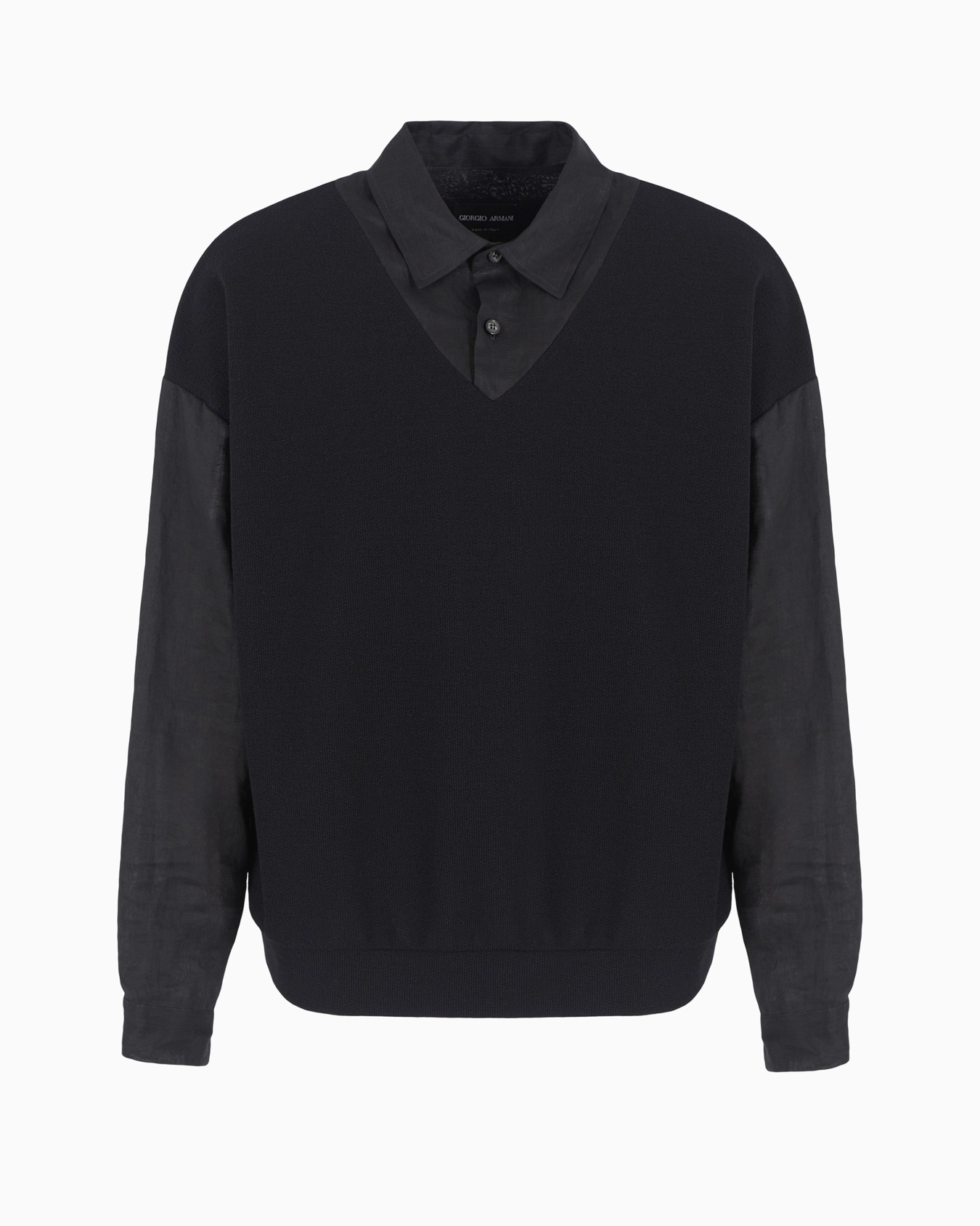 Long-sleeved, cotton and wool polo shirt Slide 0