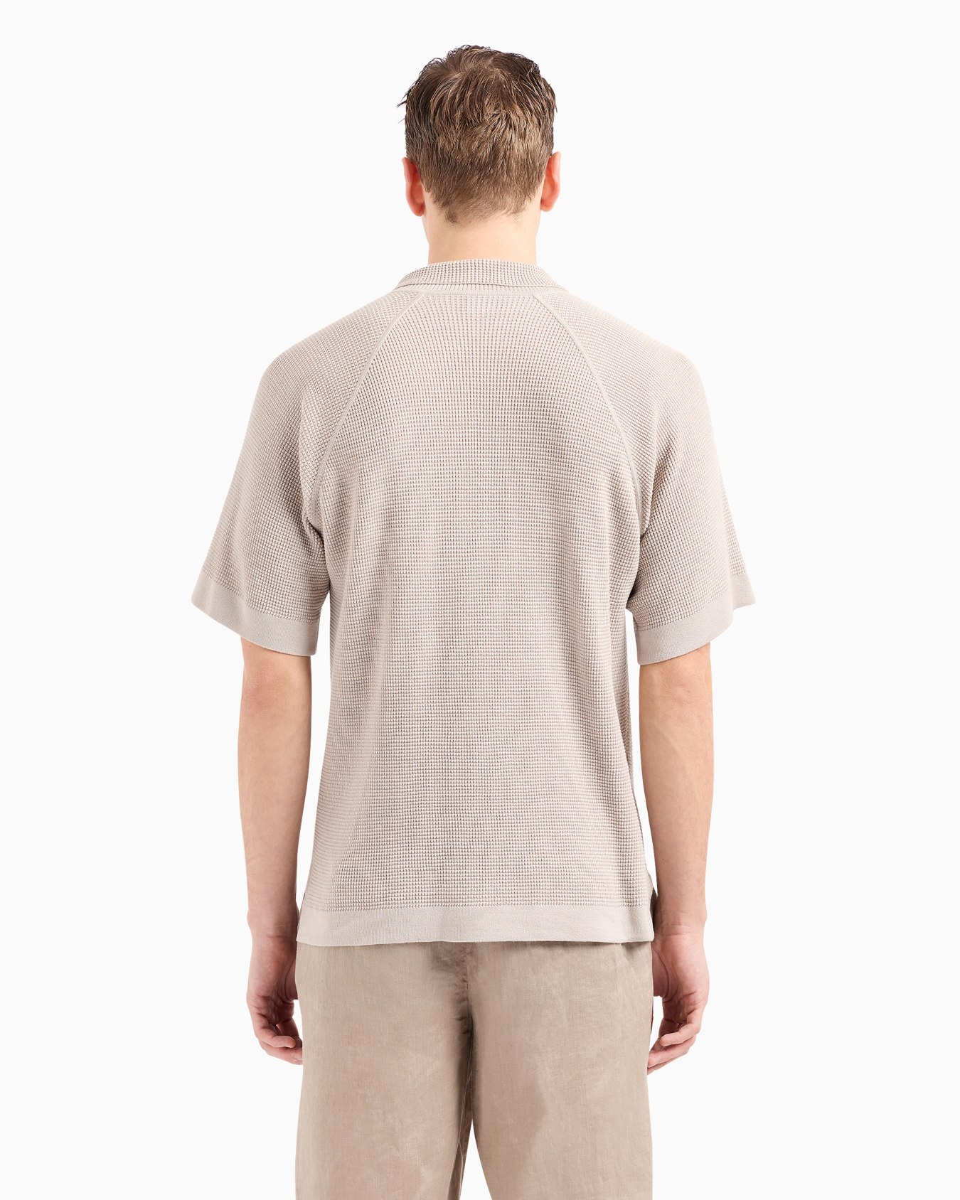 Short-sleeved polo shirt in cotton and cashmere Slide 3