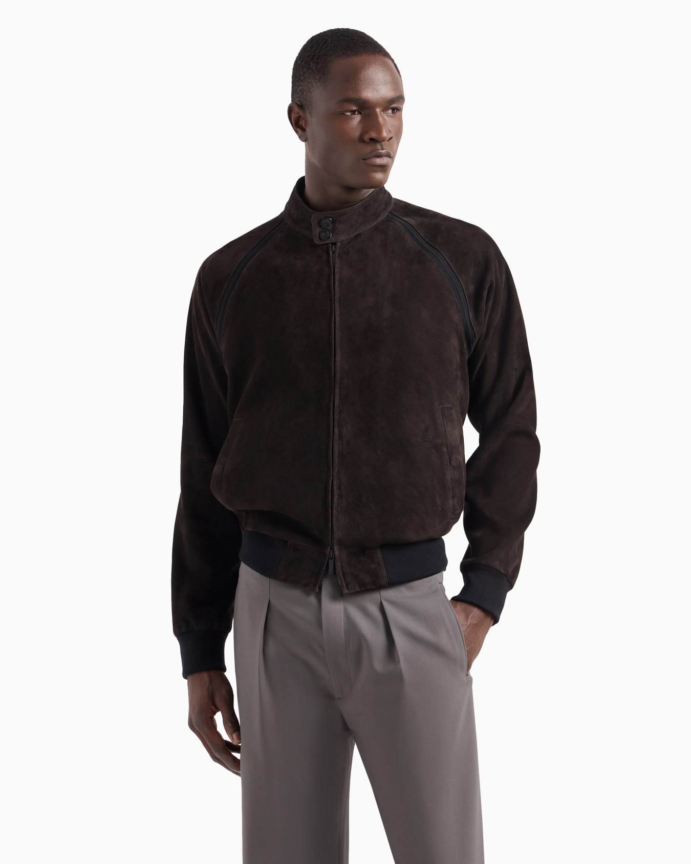 Blouson mit Reißverschluss aus Lamm-Veloursleder Folie 3