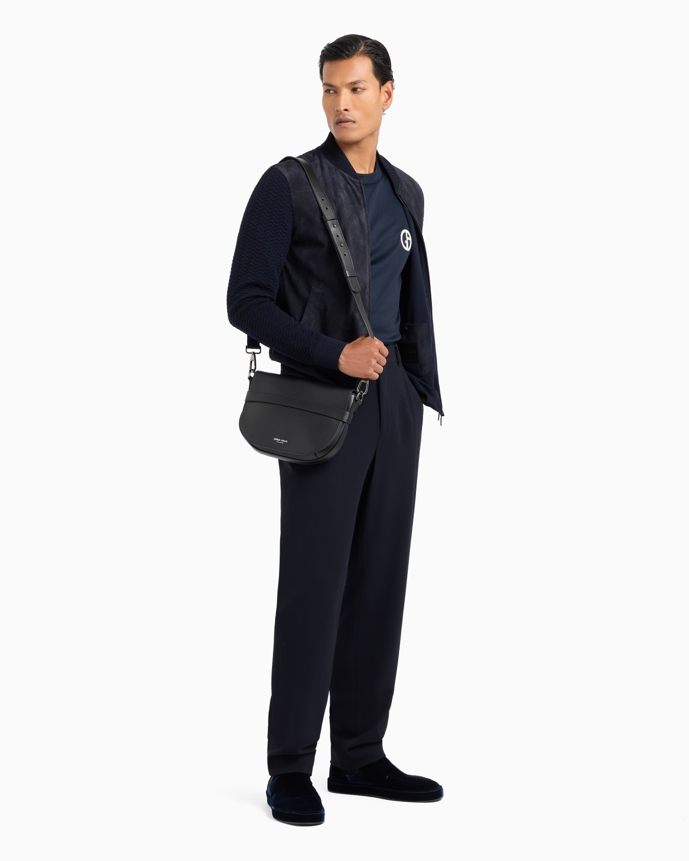 Lambskin suede and cashmere-blend knit zipped blouson Slide 3
