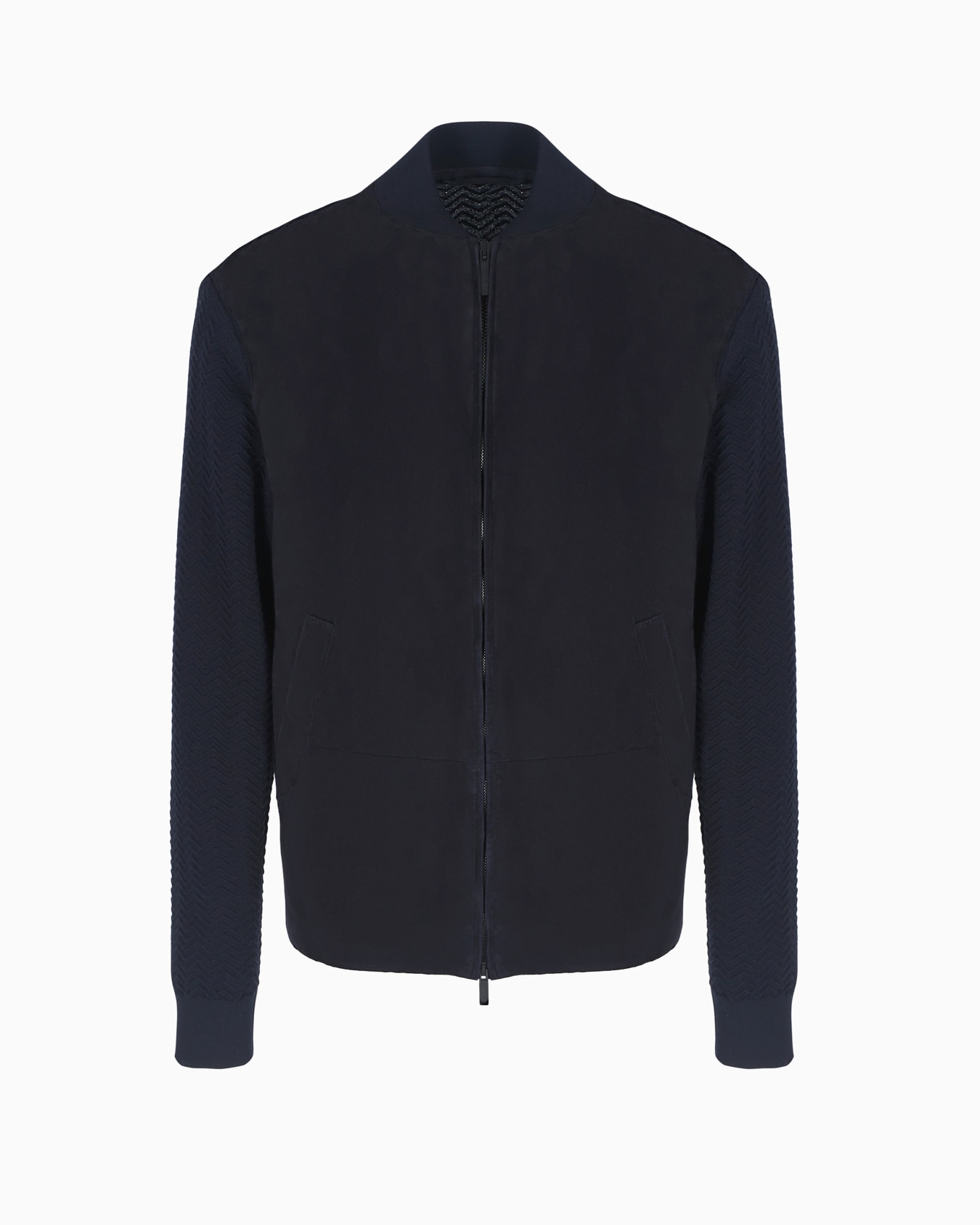 Lambskin suede and cashmere-blend knit zipped blouson Slide 0