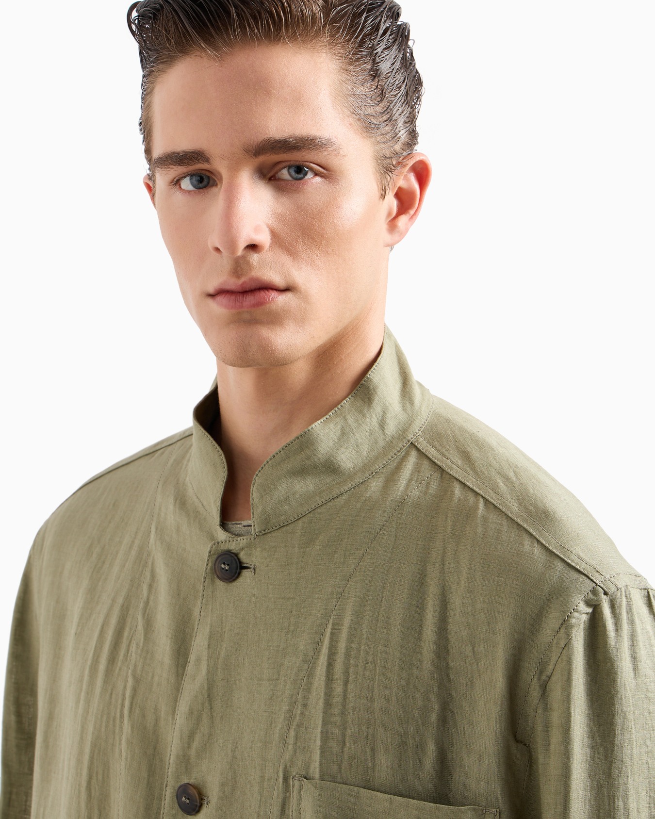 Single-breasted, linen canvas jacket Slide 4