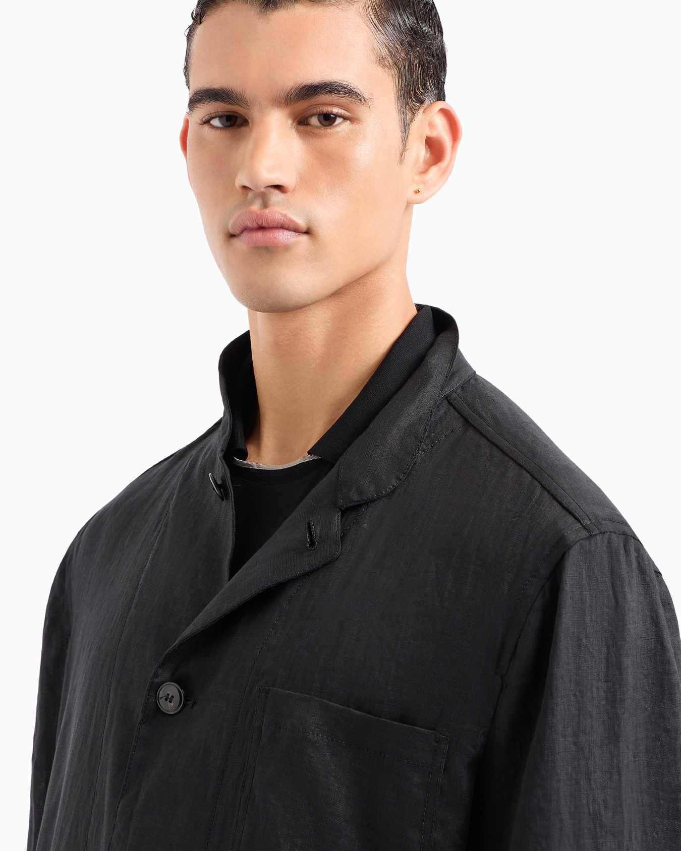 Single-breasted, linen canvas jacket Slide 5