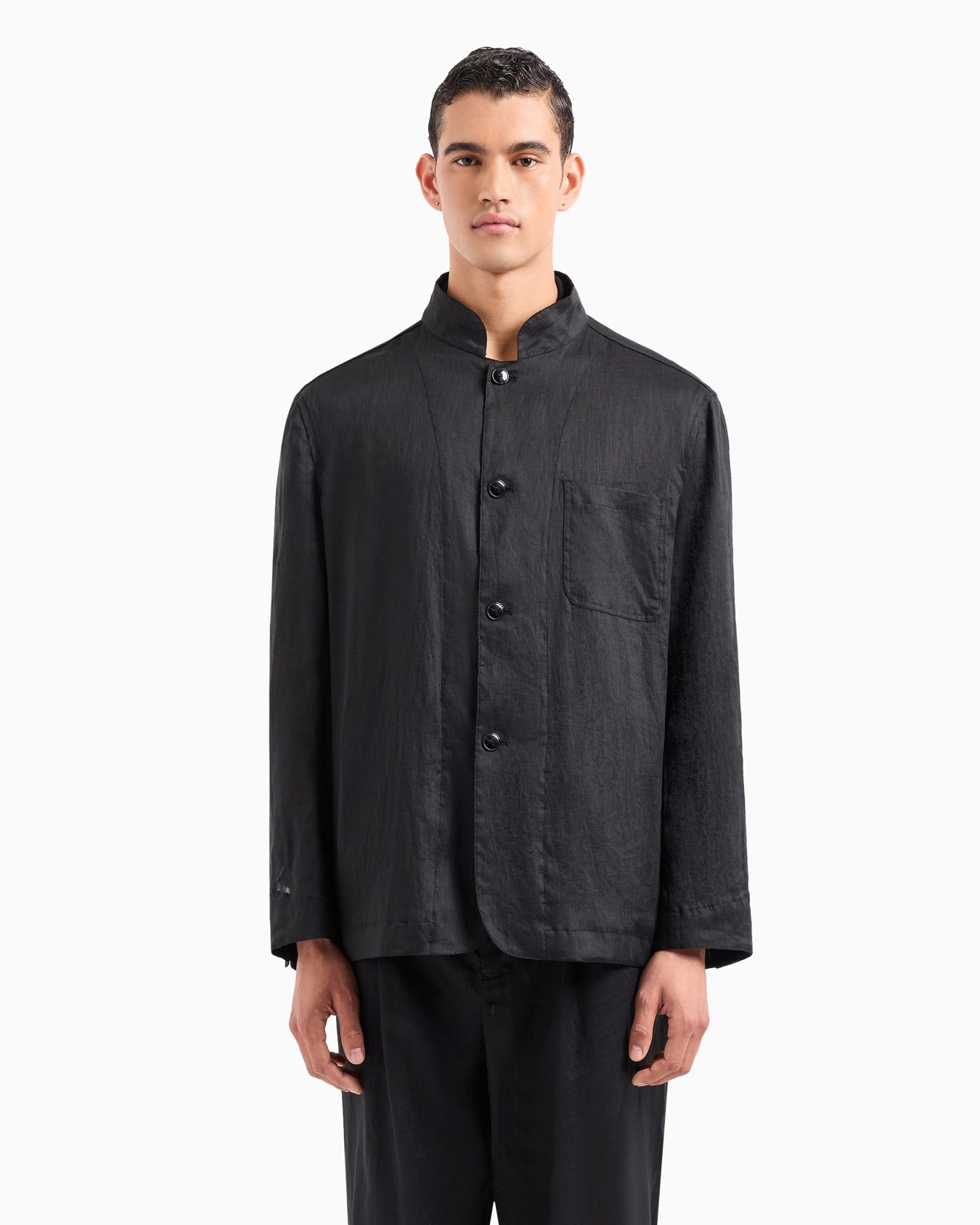 Single-breasted, linen canvas jacket Slide 2