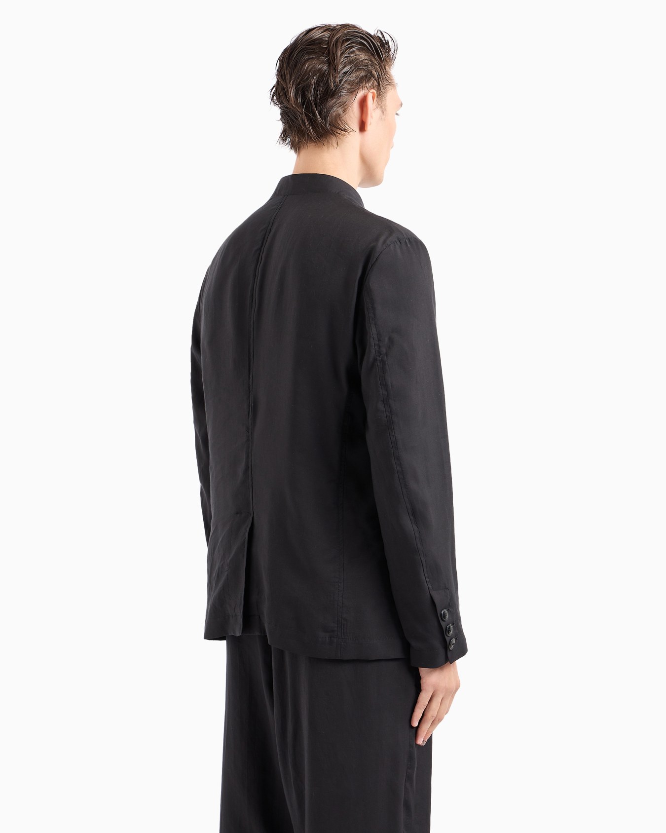Chaqueta de abotonadura sencilla en tela de lino Diapositiva 3
