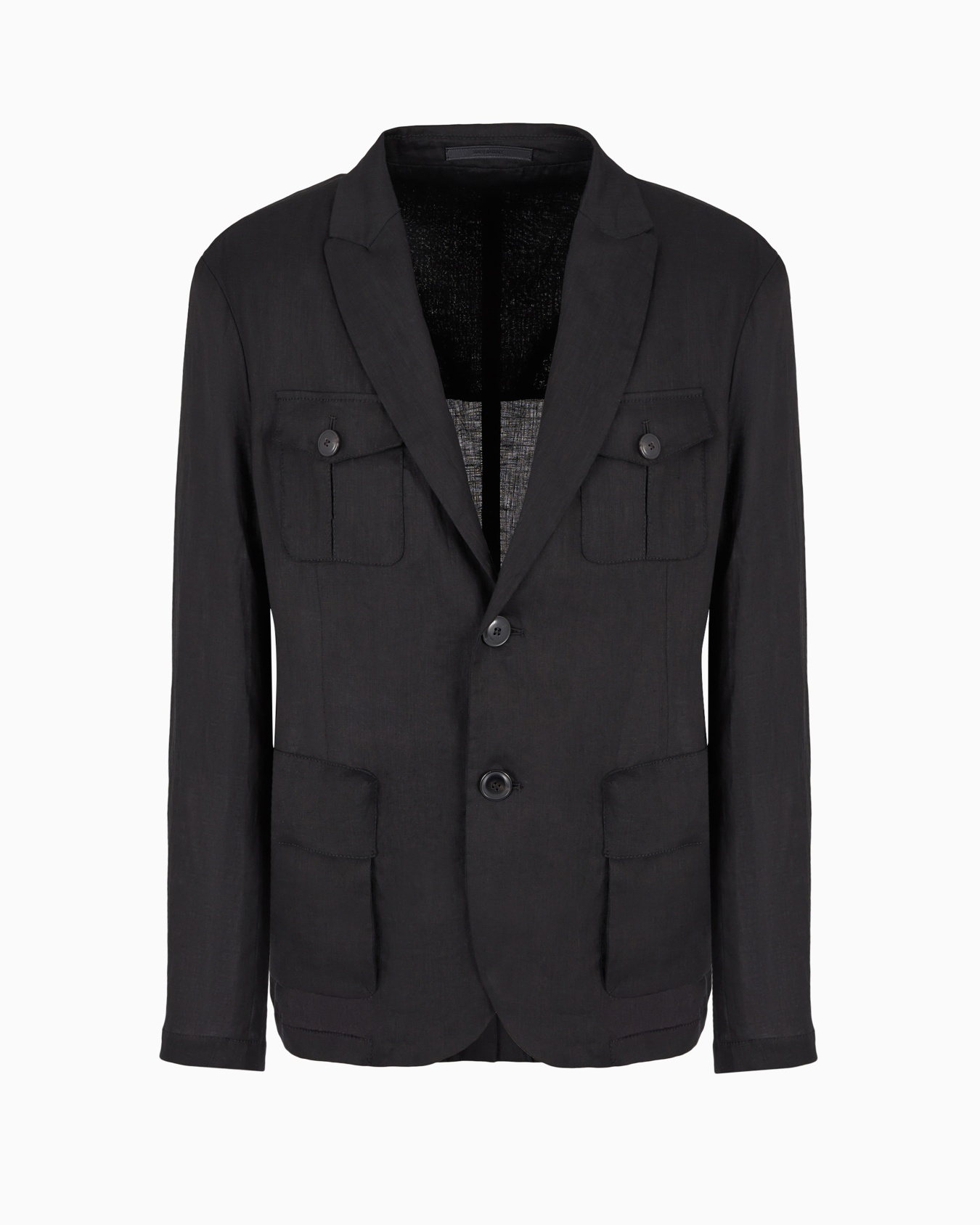 Veste saharienne à simple boutonnage en toile de lin Diapositive 0