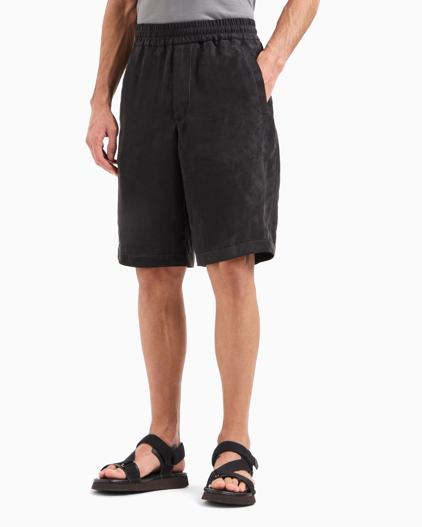 Washed Lyocell canvas bermuda shorts Slide 4