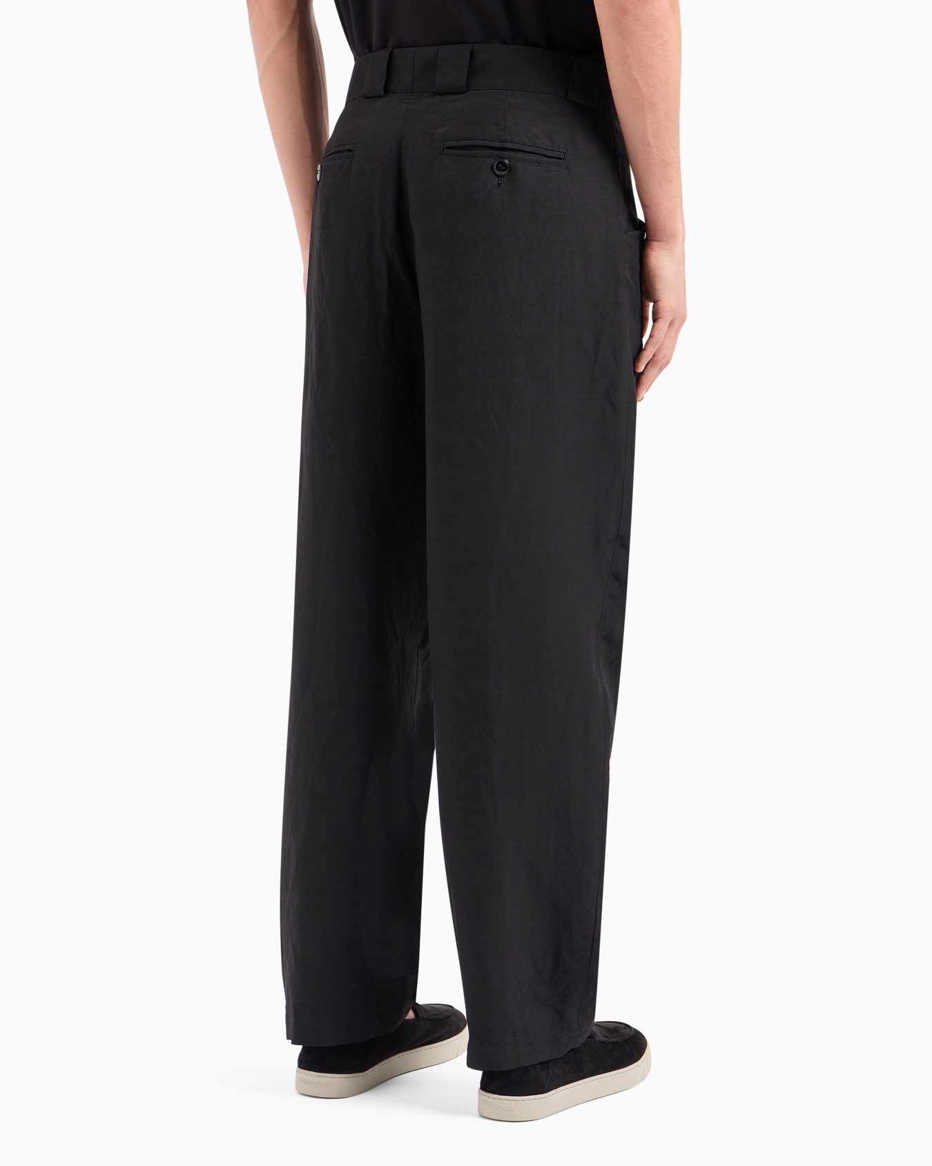 Viscose and linen canvas single-darted trousers Slide 3