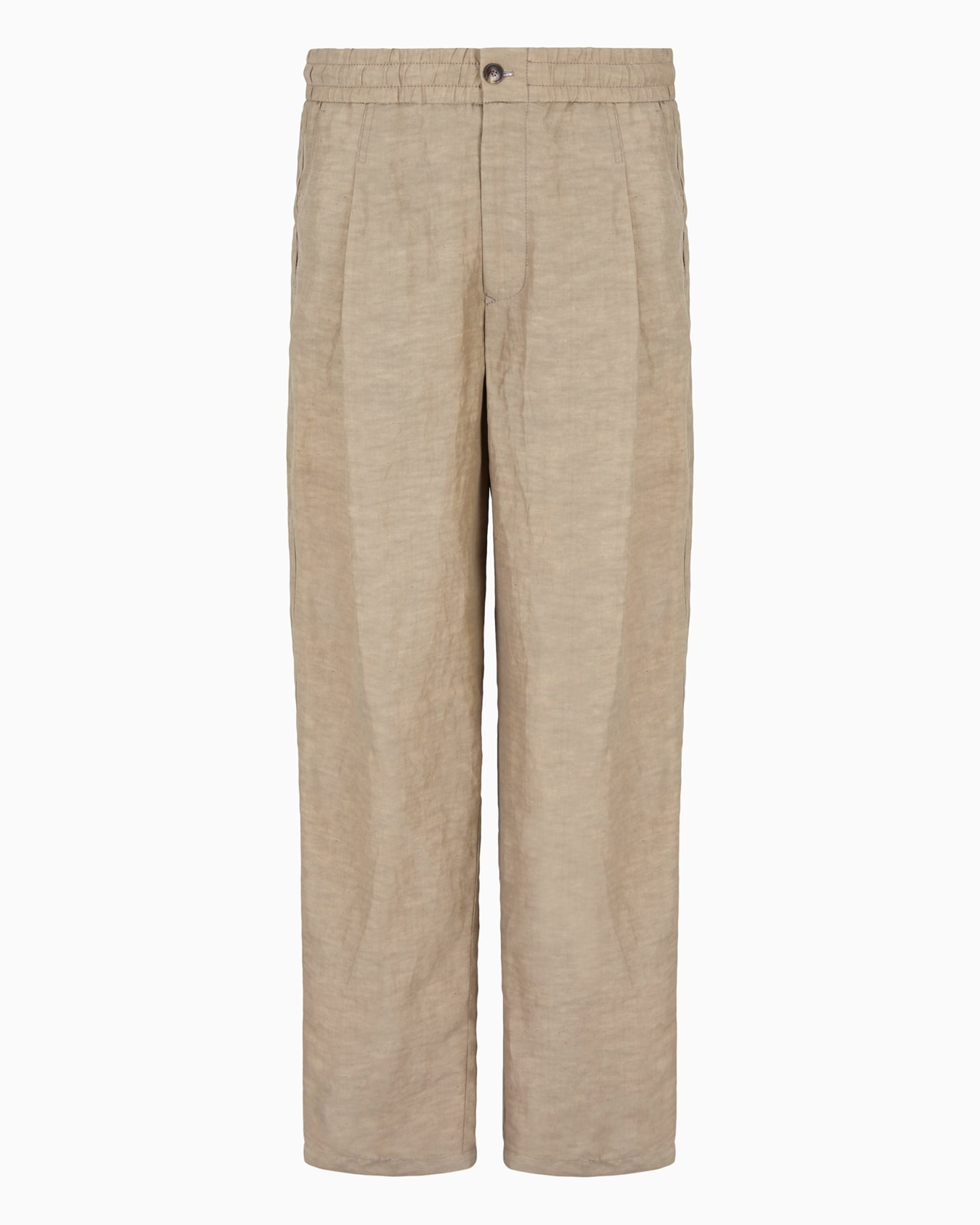 Pantalones de una pinza en tela de lino Diapositiva 0