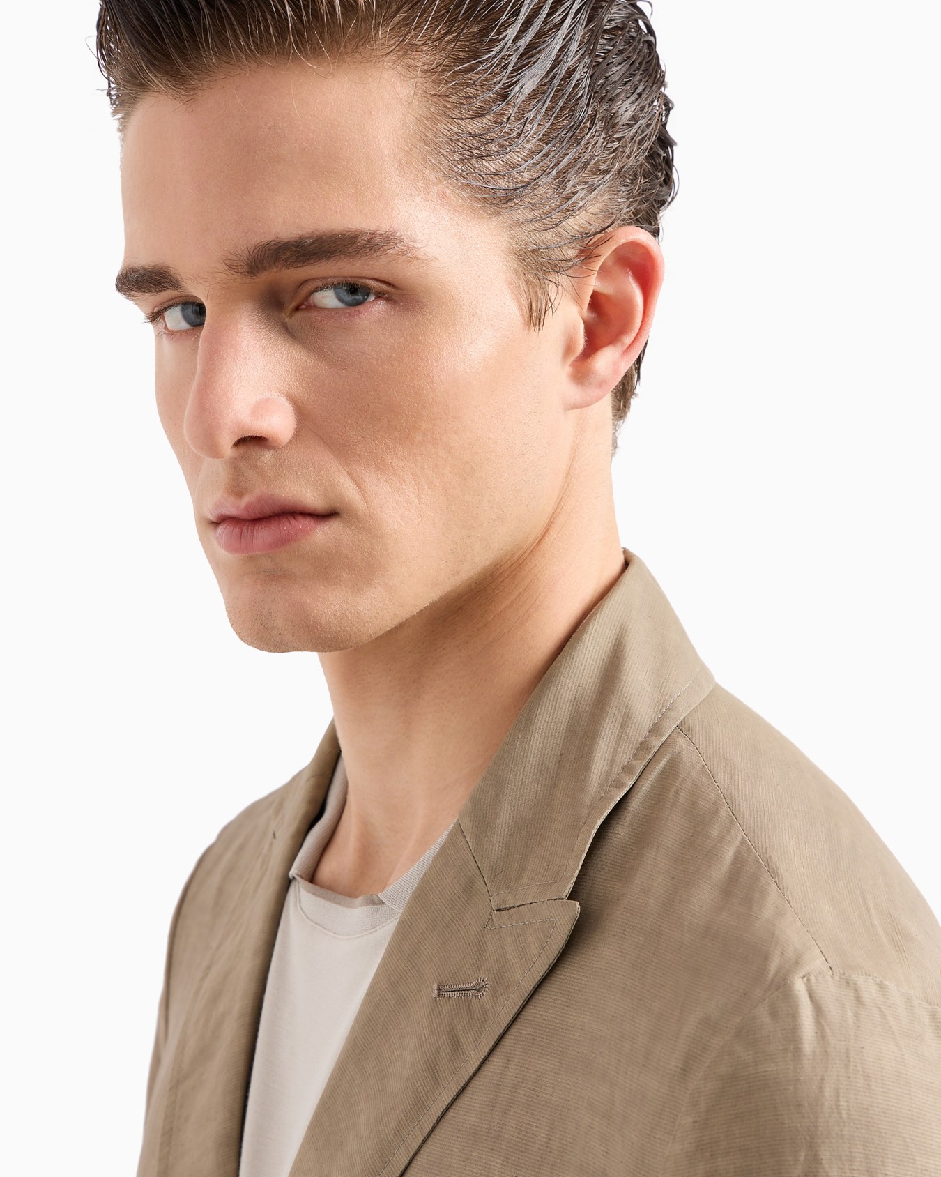 Veste à simple boutonnage en toile de viscose et lin Diapositive 4