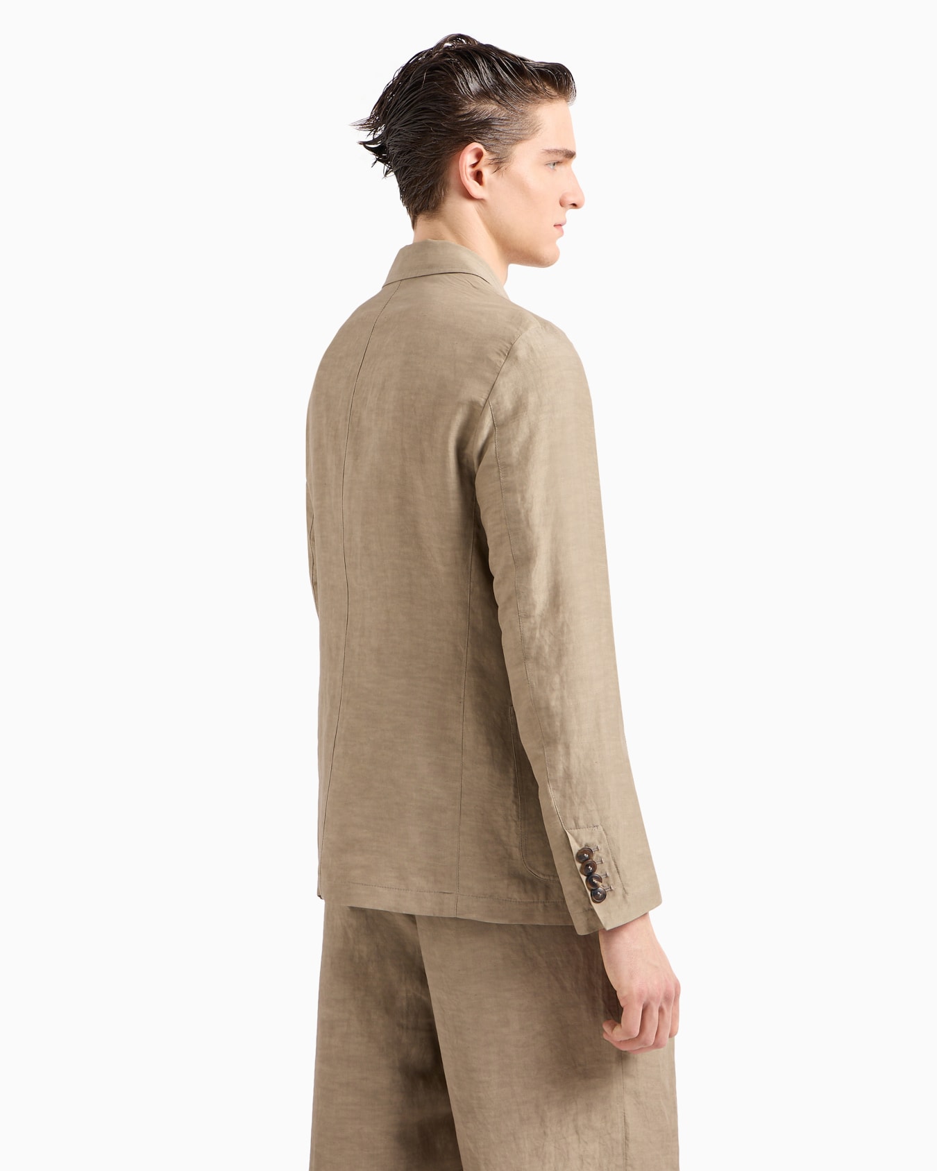 Veste à simple boutonnage en toile de viscose et lin Diapositive 2