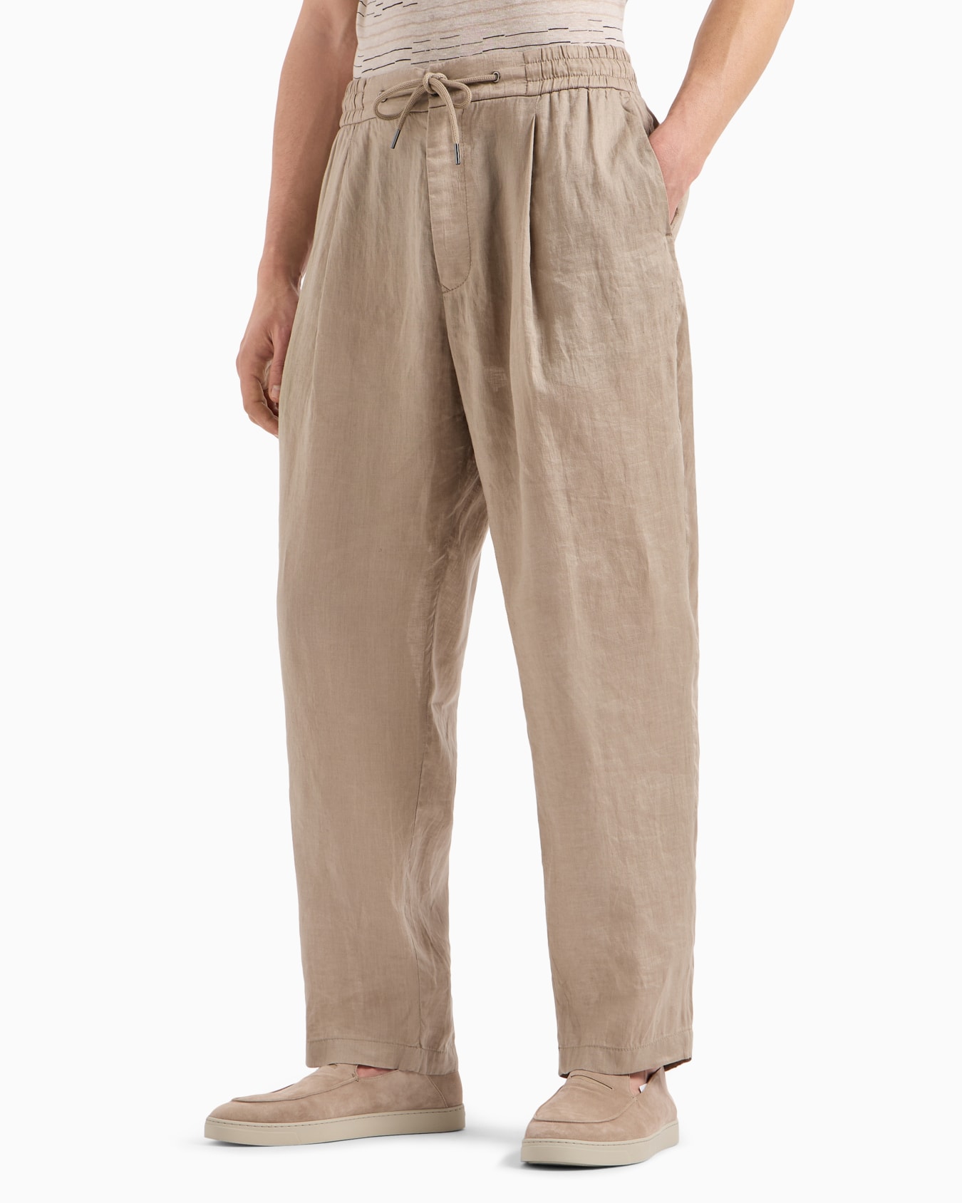 Hose mit Bundfalte aus Leinen-Canvas Folie 1