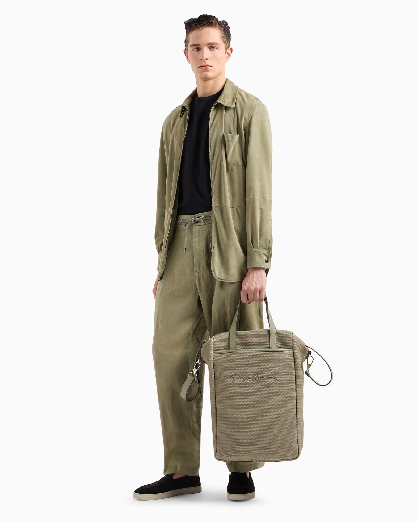 Single-pleat, linen-canvas trousers Slide 3