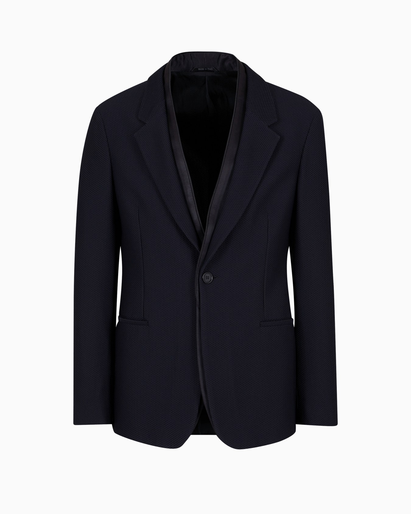 Single-breasted jacket in technical waffle fabric Slide 0
