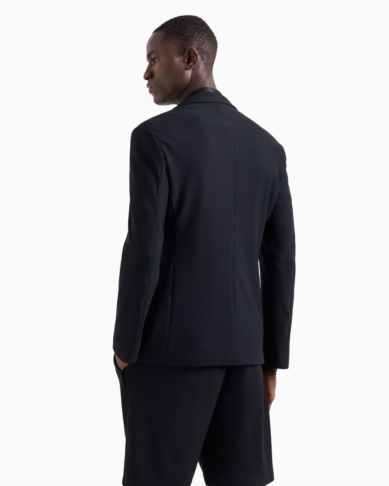 Single-breasted jacket in technical waffle fabric Slide 2