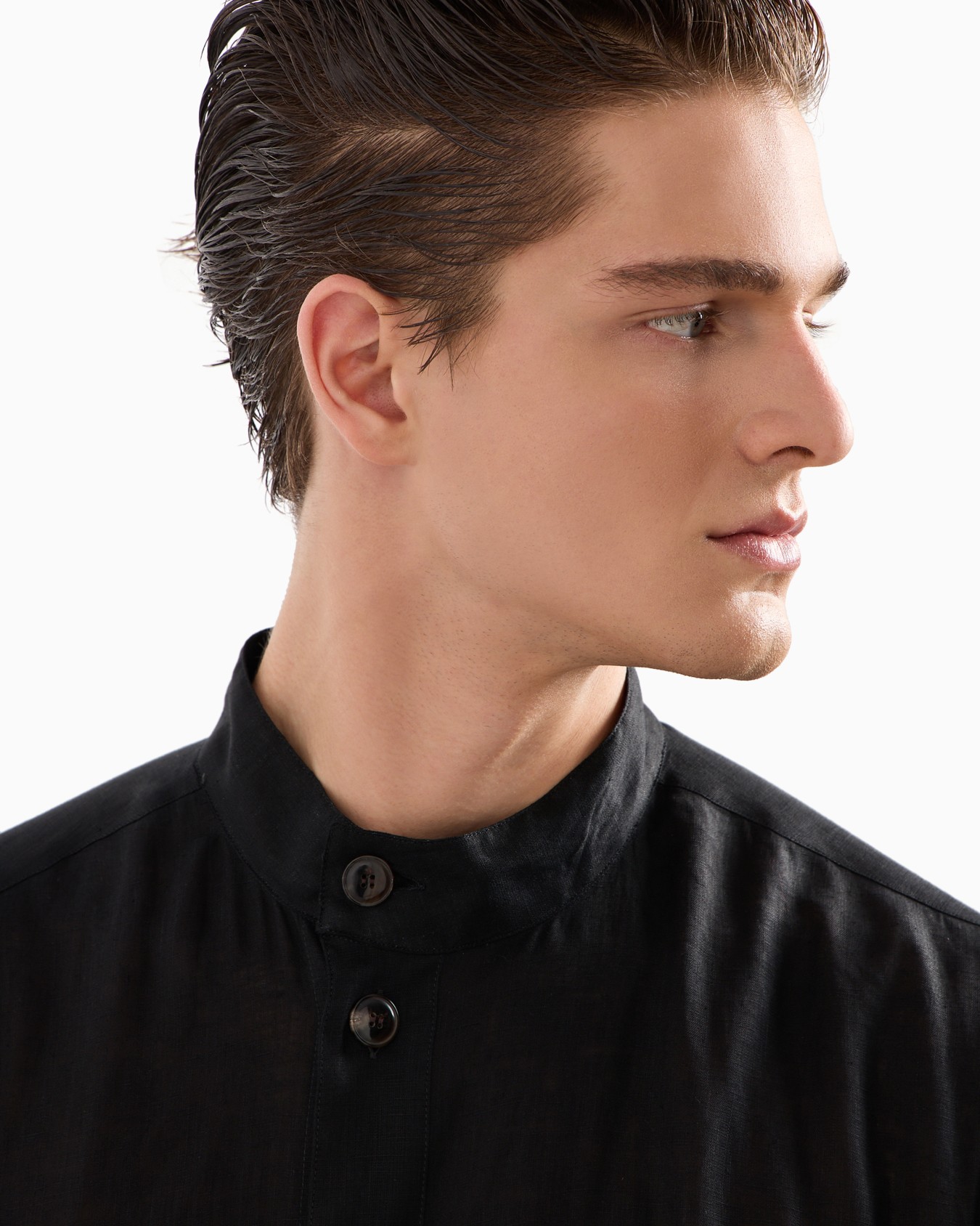 Shirt jacket in pure linen canvas Slide 4