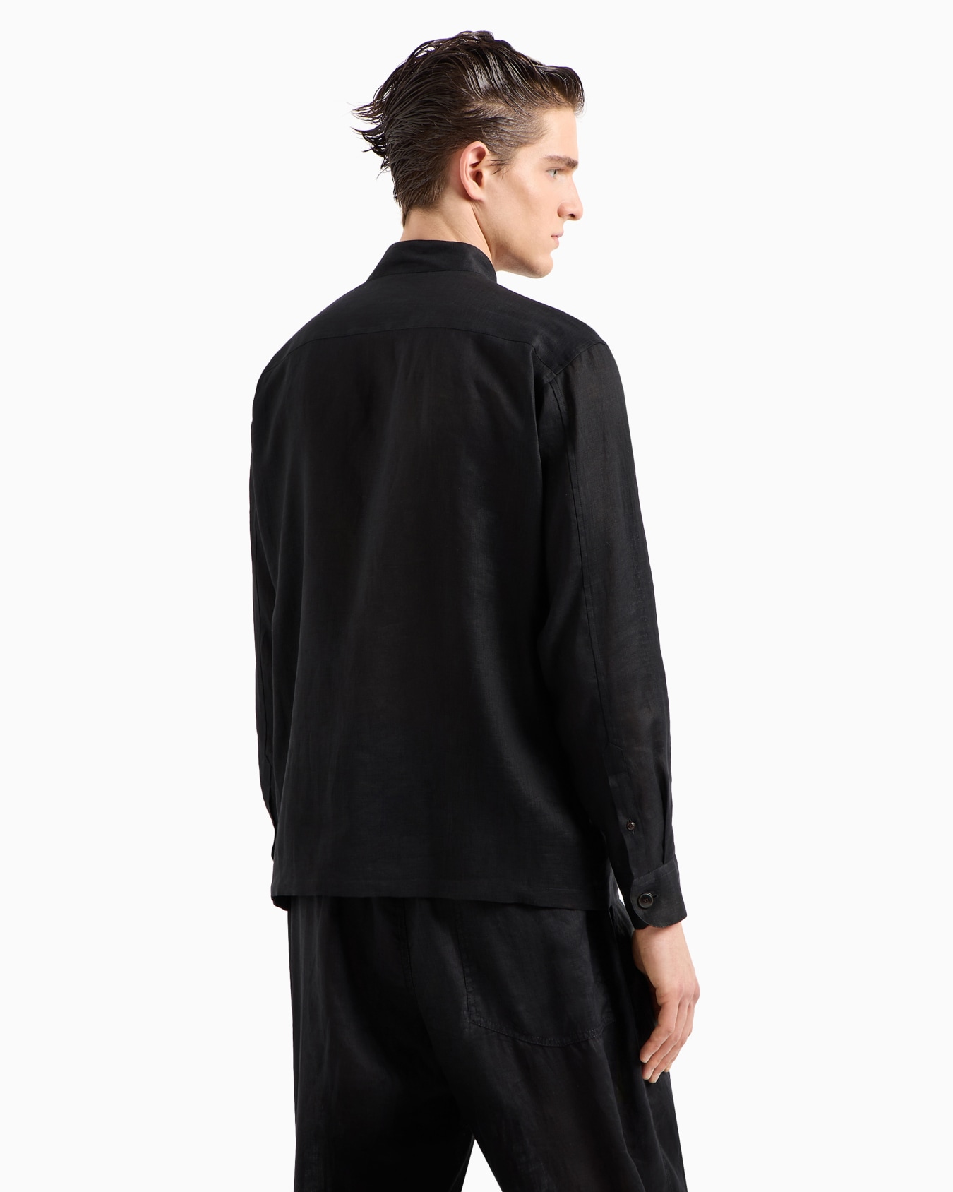 Shirt jacket in pure linen canvas Slide 2