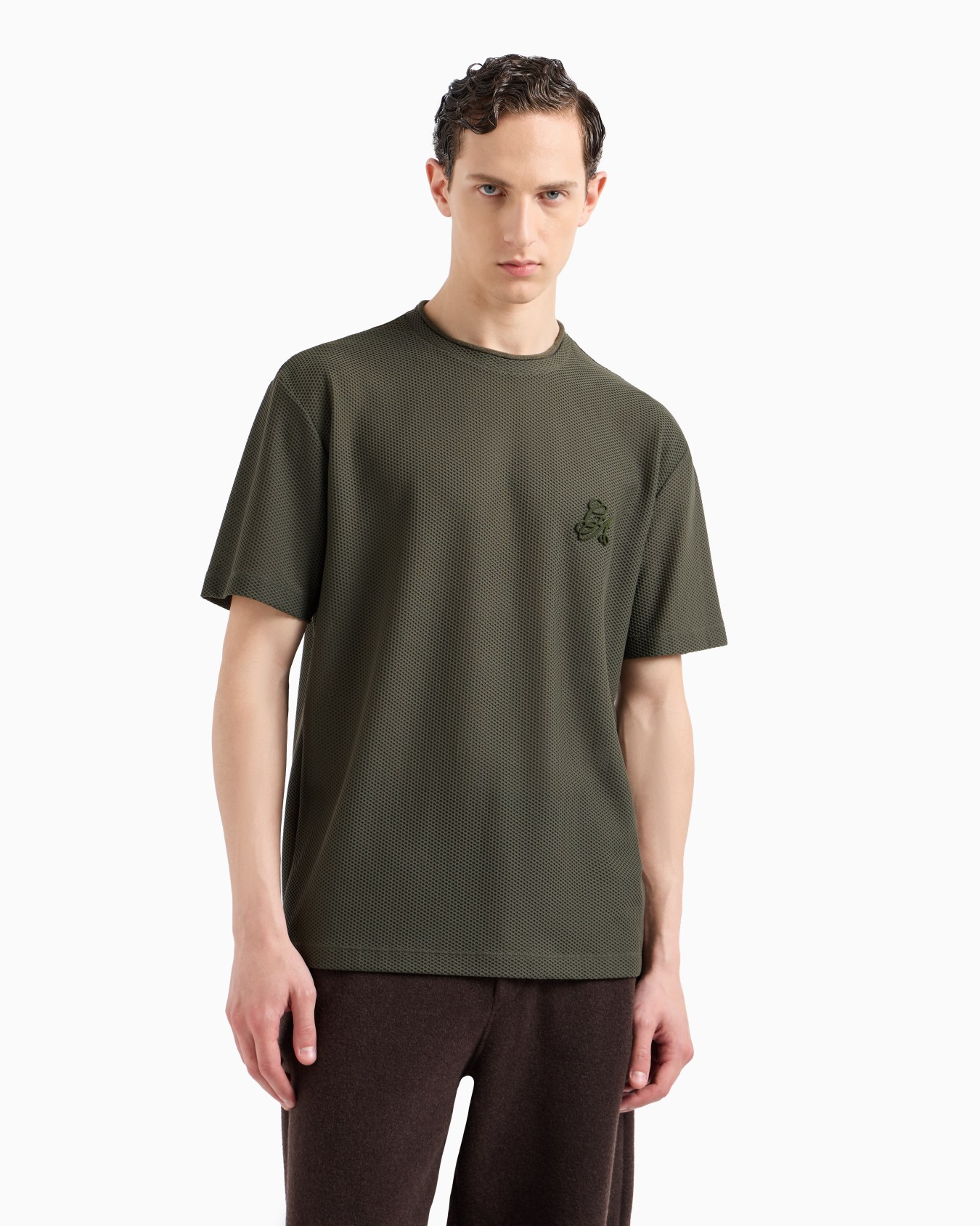 T-Shirt aus Funktionsgewebe mit Rundhalsausschnitt und geflocktem Logo Folie 1