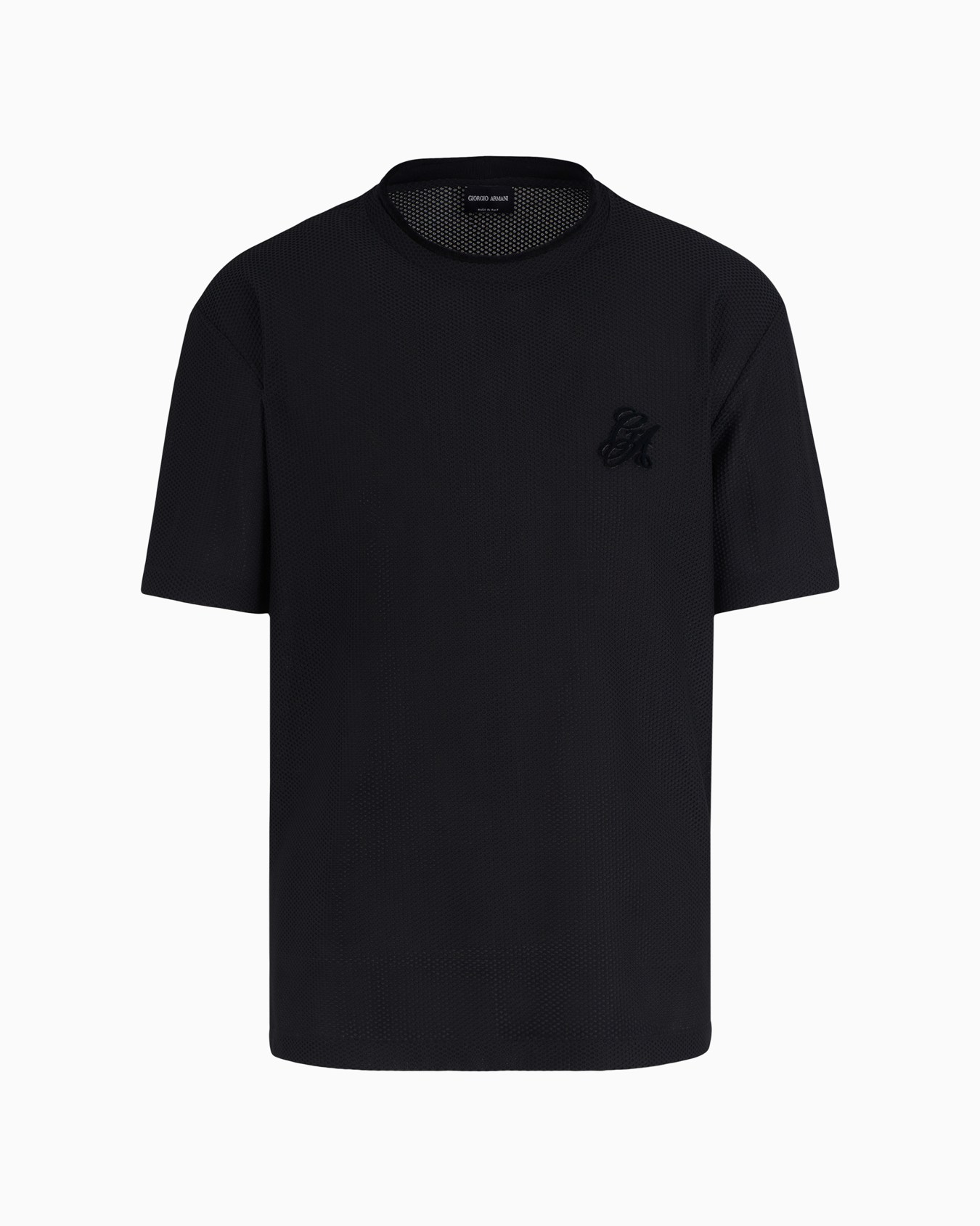 Crew neck T-shirt in technical waffle with flocked logo Slide 0
