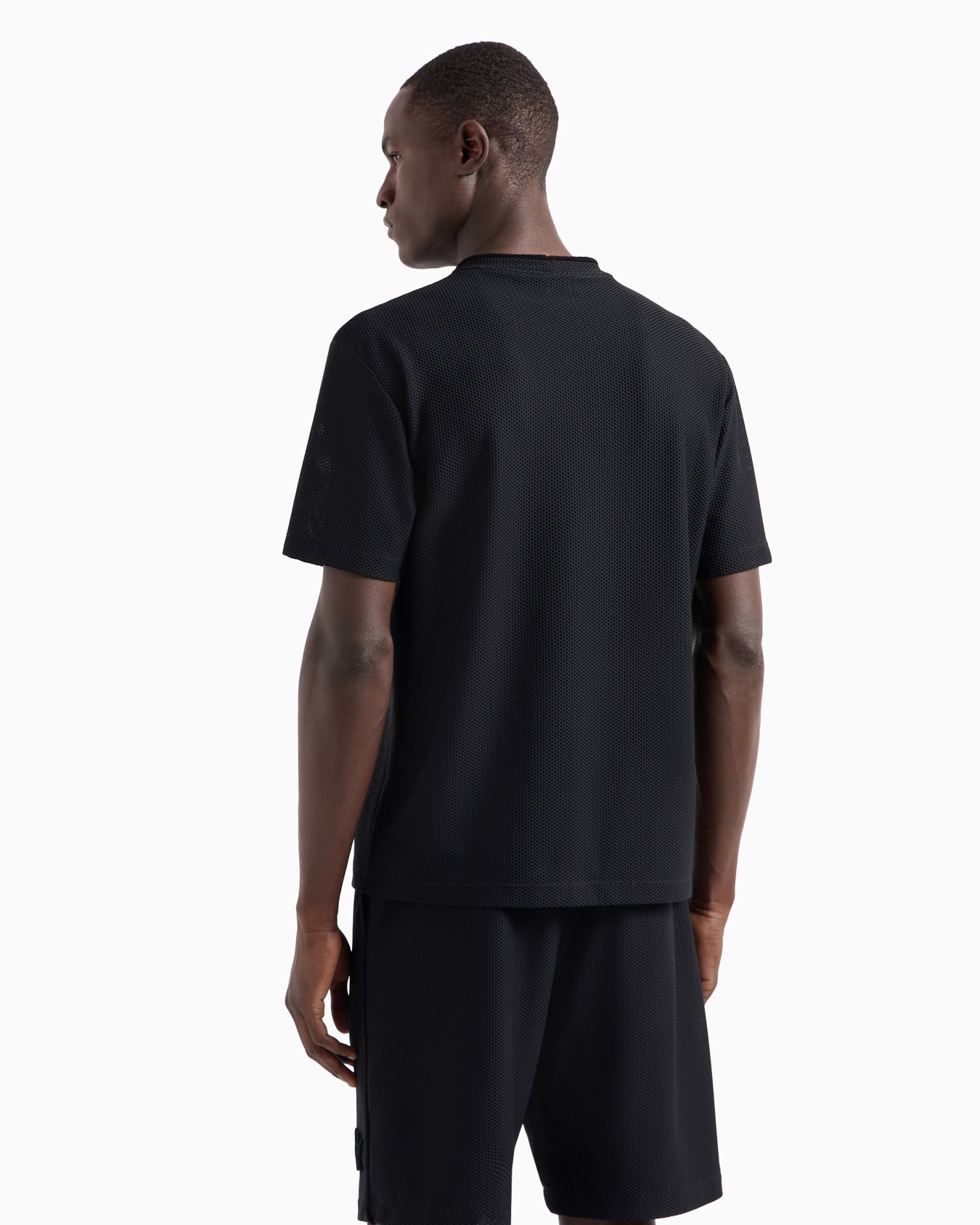 Crew neck T-shirt in technical waffle with flocked logo Slide 2