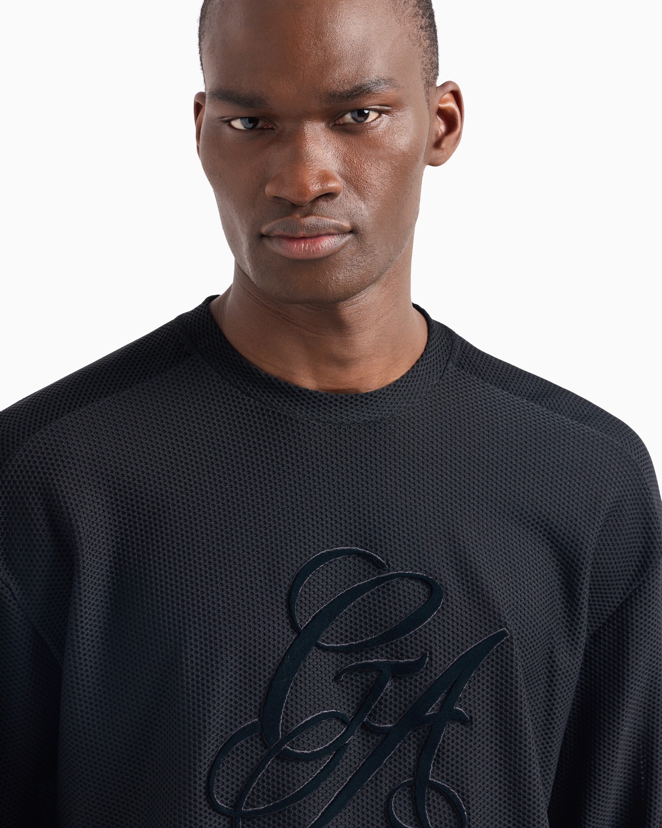 Crew-neck sweatshirt in technical waffle fabric Slide 6