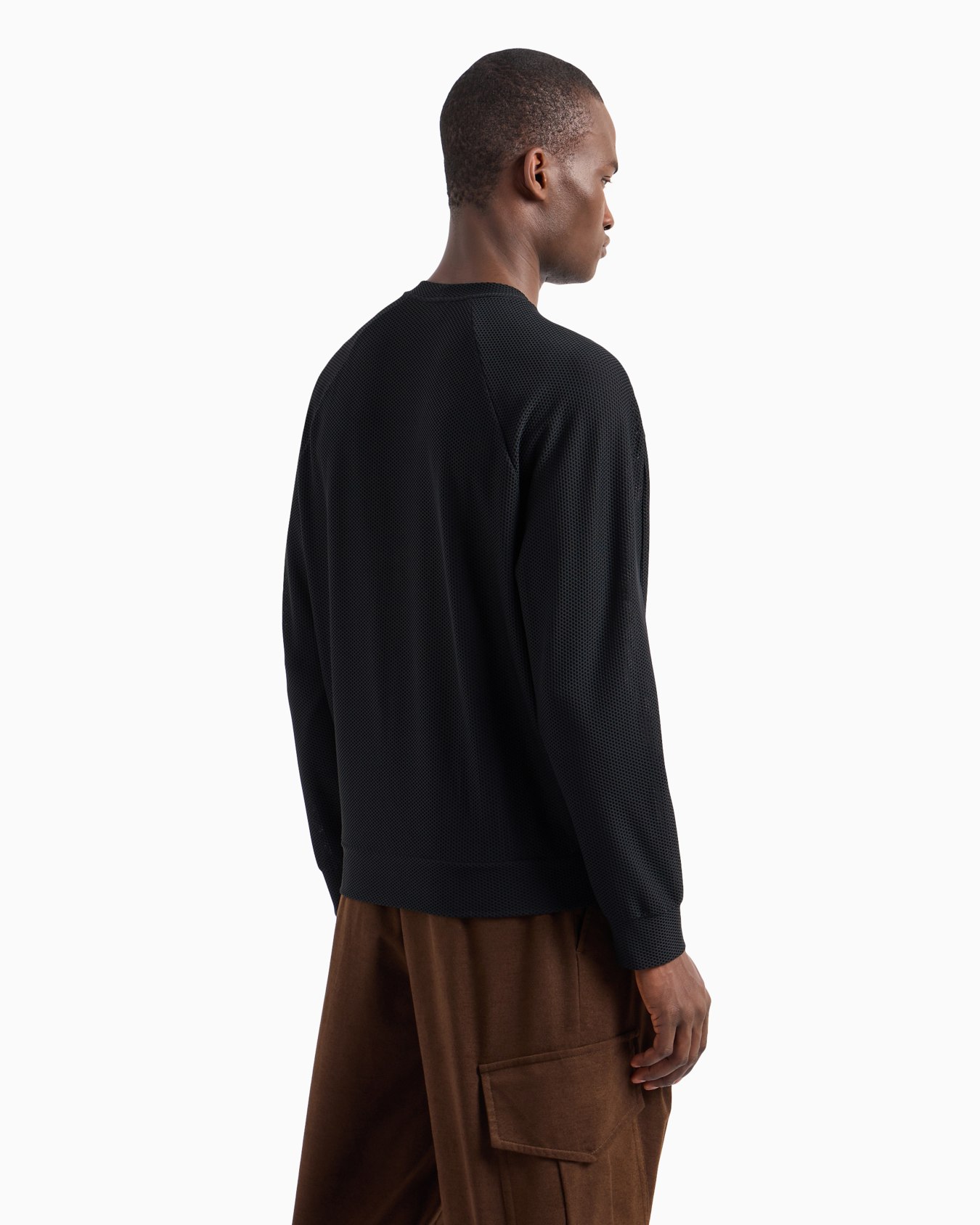 Crew-neck sweatshirt in technical waffle fabric Slide 3