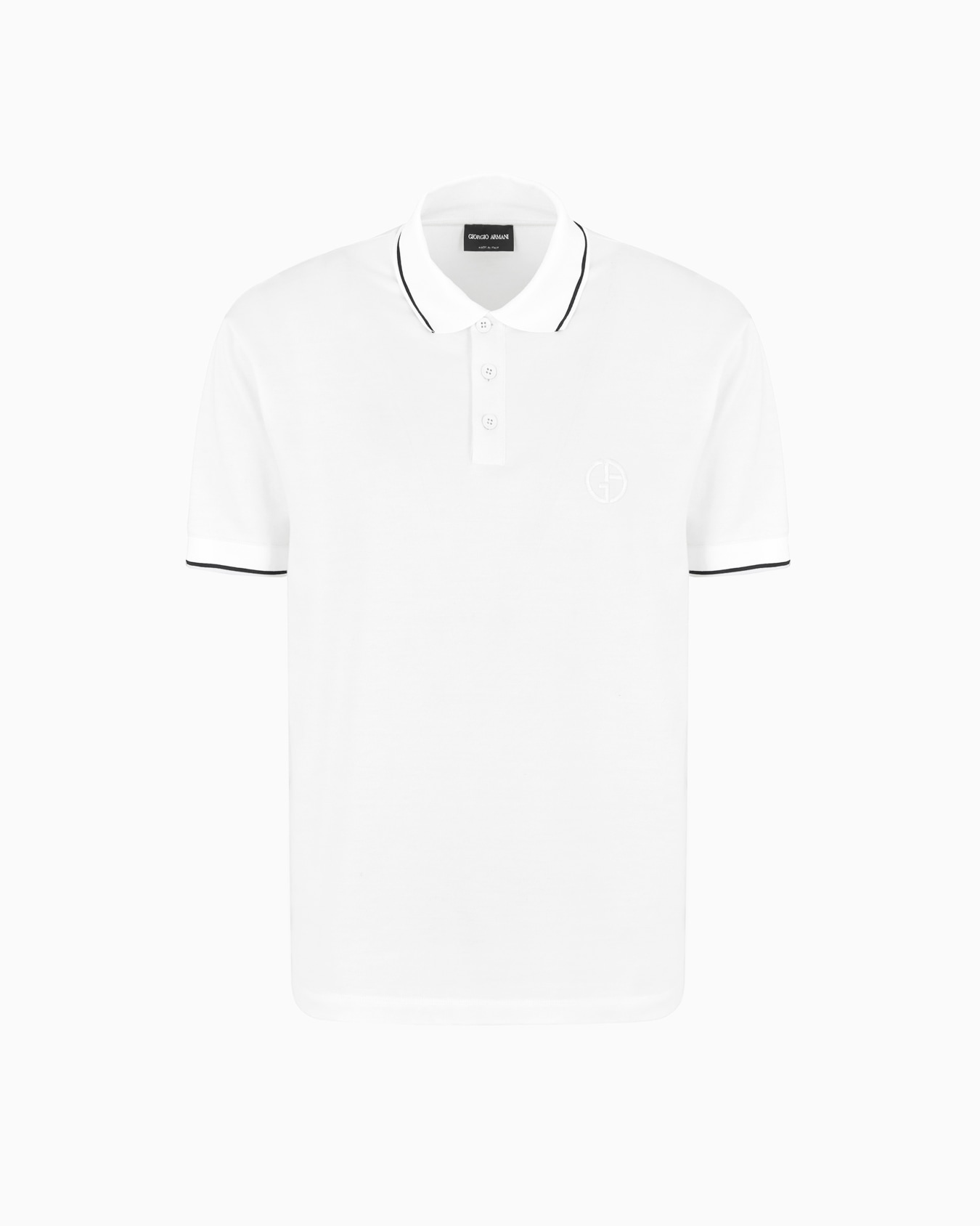 Short-sleeved polo shirt in silk and cotton jersey Slide 0