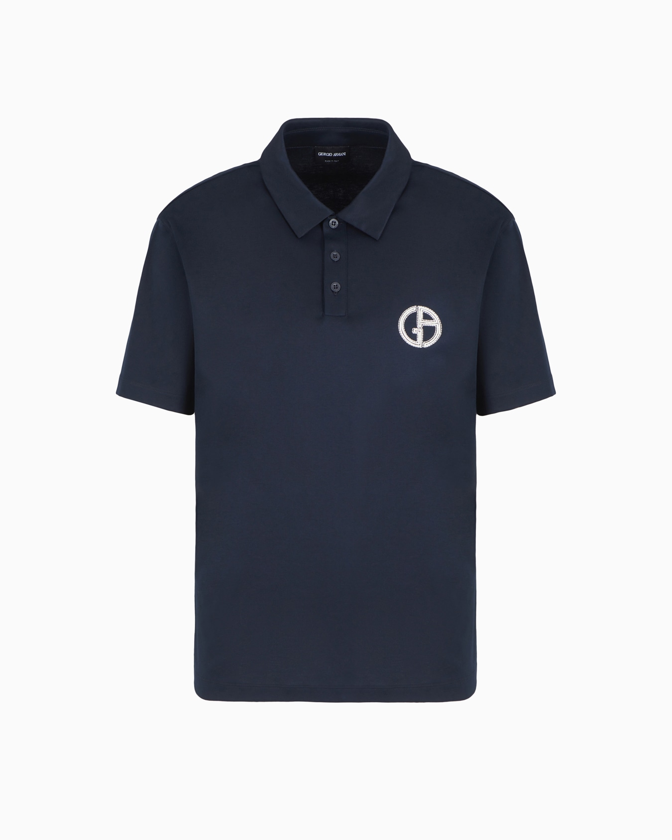 Short-sleeved polo shirt in cotton interlock Slide 0