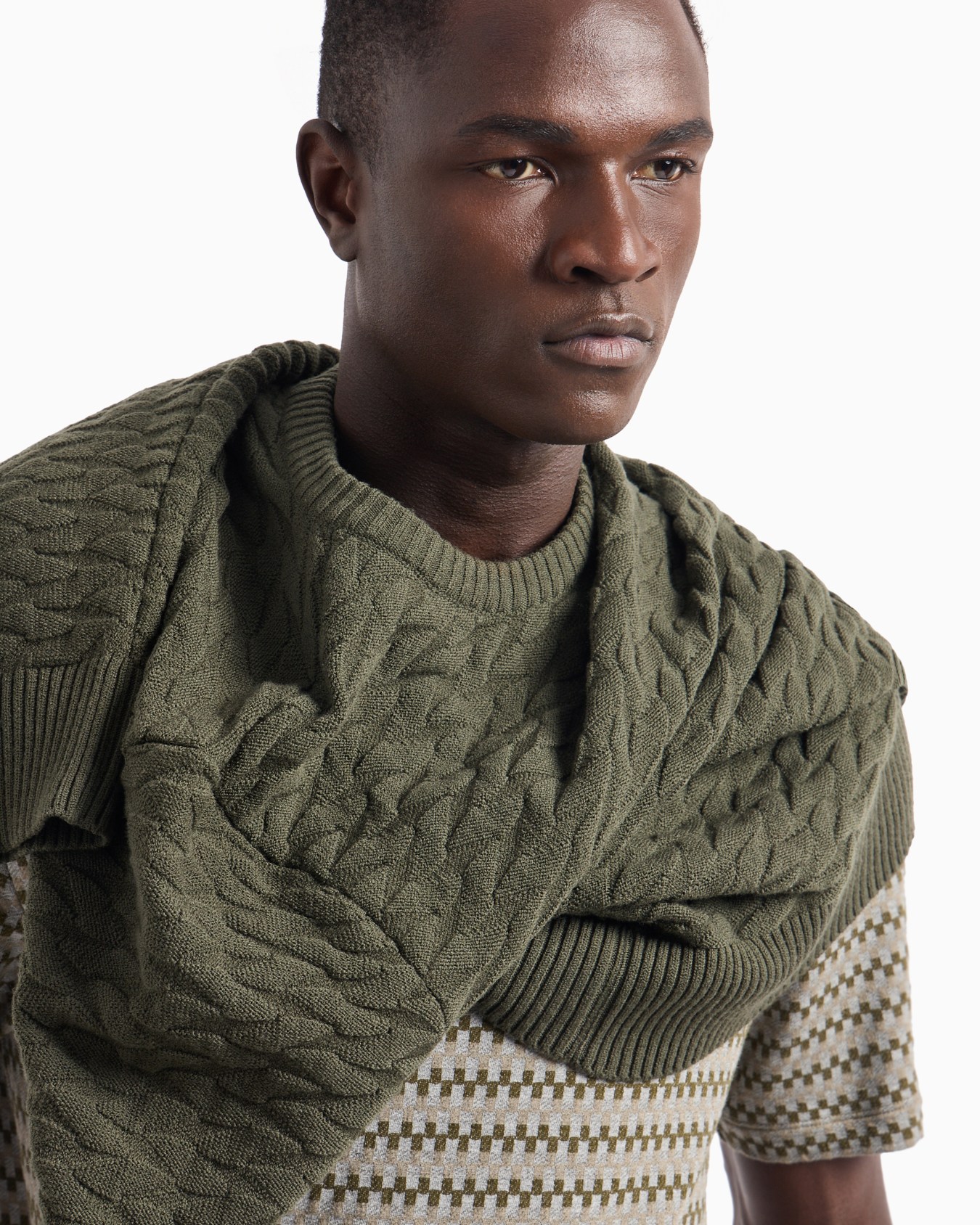 Stretch viscose jacquard jersey crew-neck T-shirt Slide 5