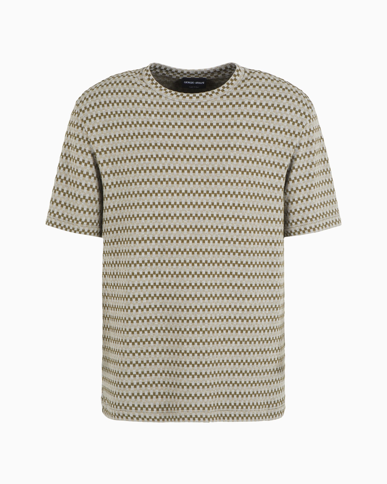 Stretch viscose jacquard jersey crew-neck T-shirt Slide 0