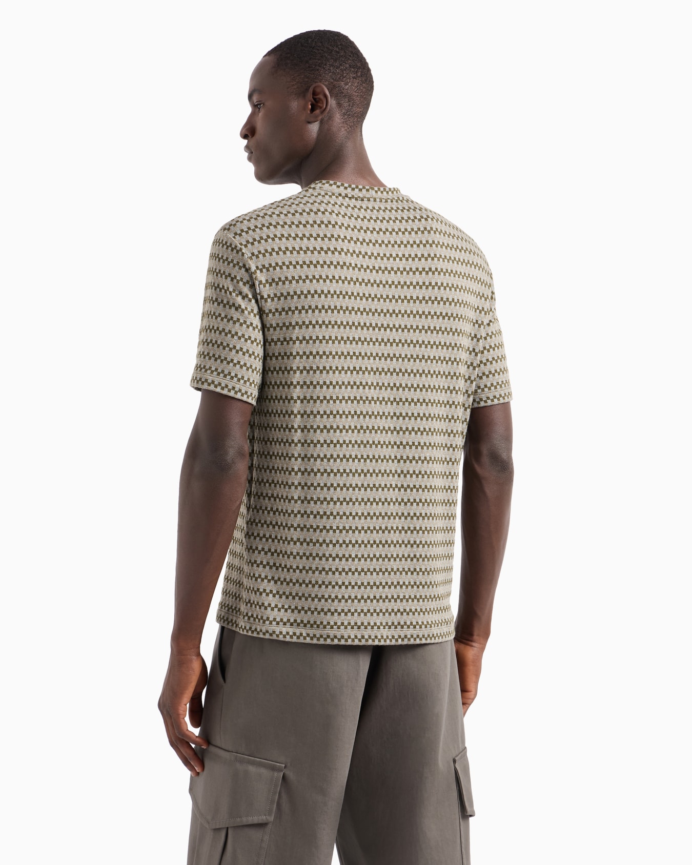 Stretch viscose jacquard jersey crew-neck T-shirt Slide 2