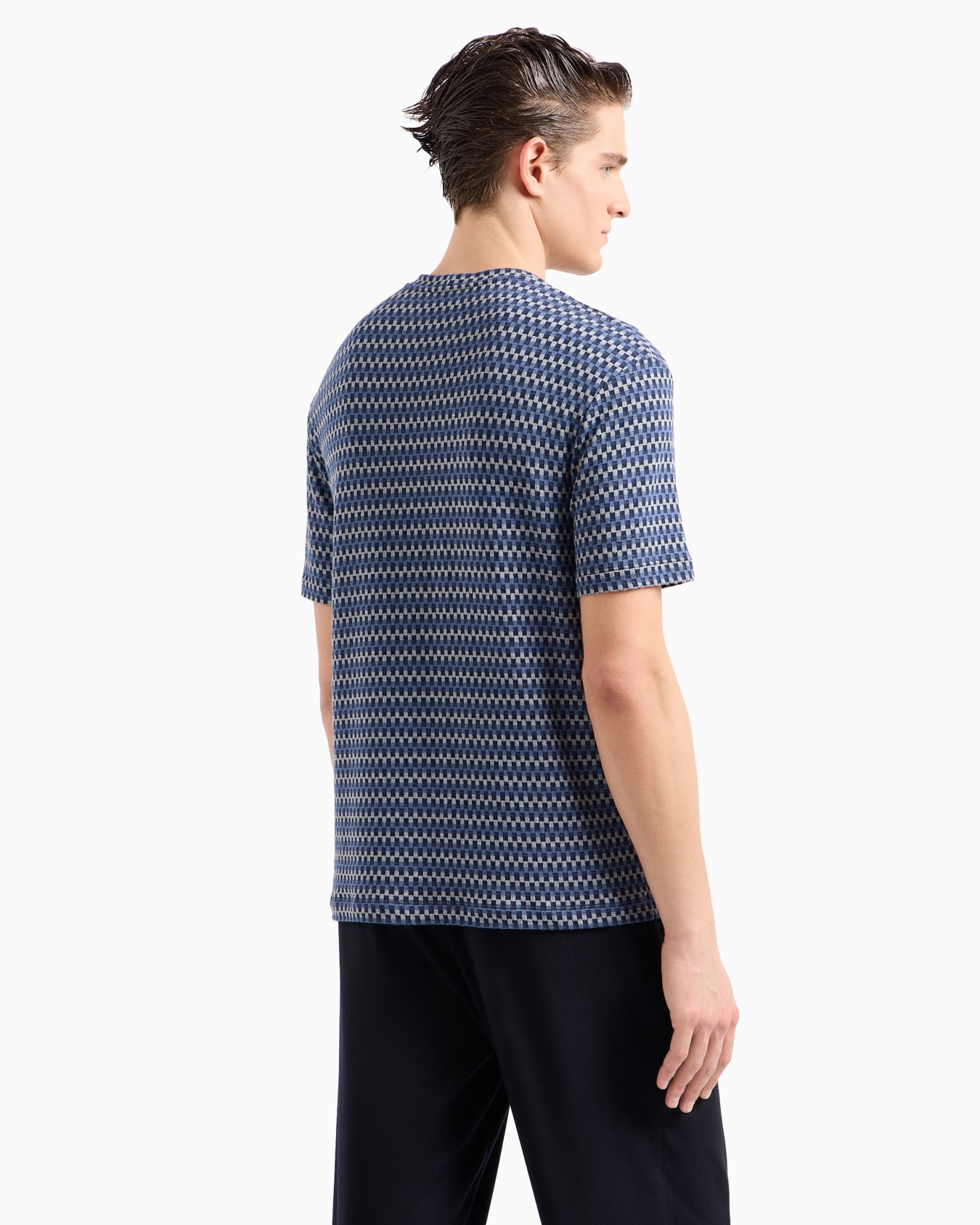 Stretch viscose jacquard jersey crew-neck T-shirt Slide 2