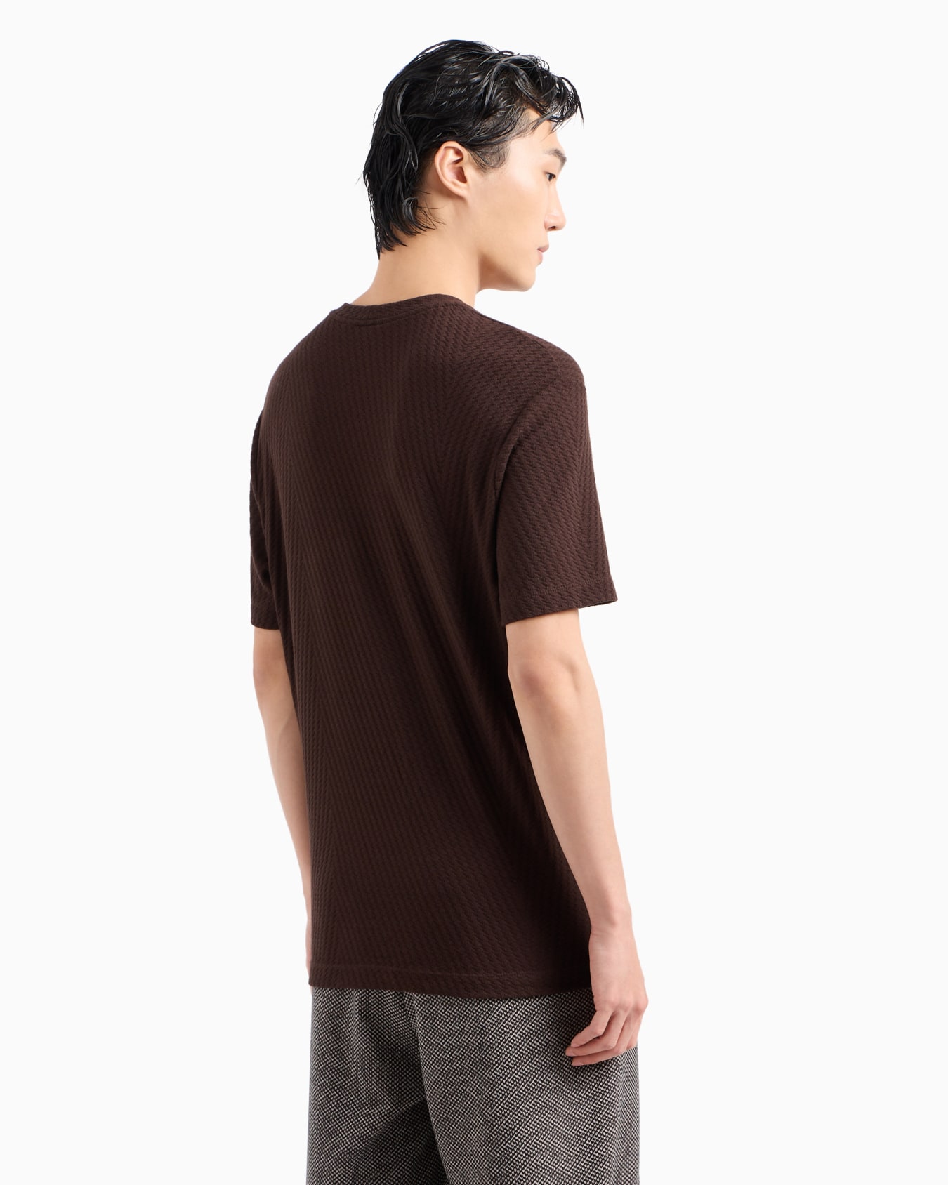 Camiseta de cuello redondo de punto de viscosa y cachemir en tejido jacquard Diapositiva 3