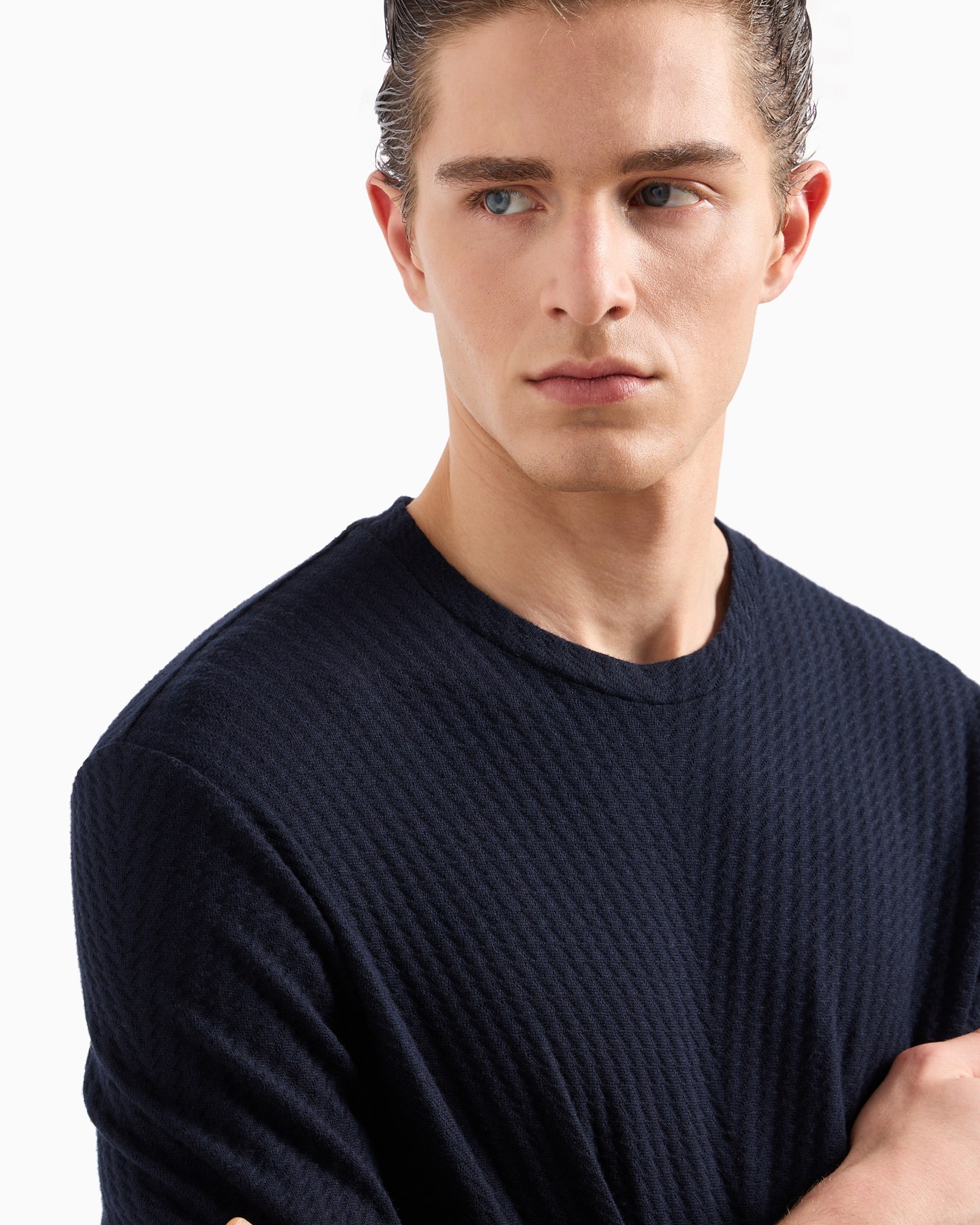 Viscose and cashmere jacquard jersey crew-neck T-shirt Slide 4