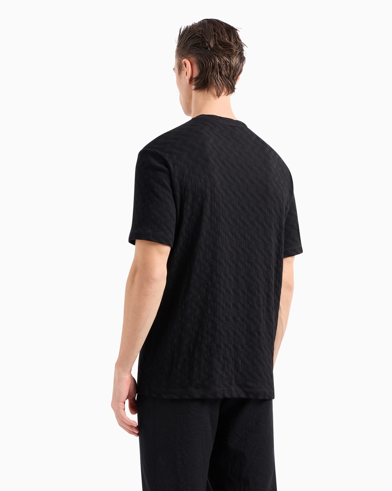 Camiseta de cuello redondo de punto de viscosa y cachemir en tejido jacquard Diapositiva 3