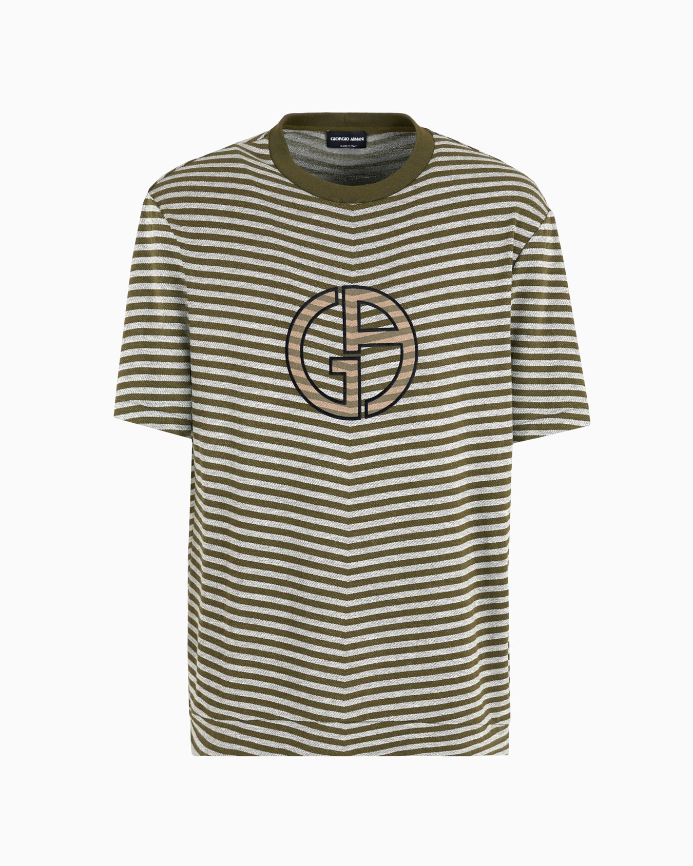 Camiseta de cuello redondo en viscosa elástica con chevrón en tejido jacquard Diapositiva 0