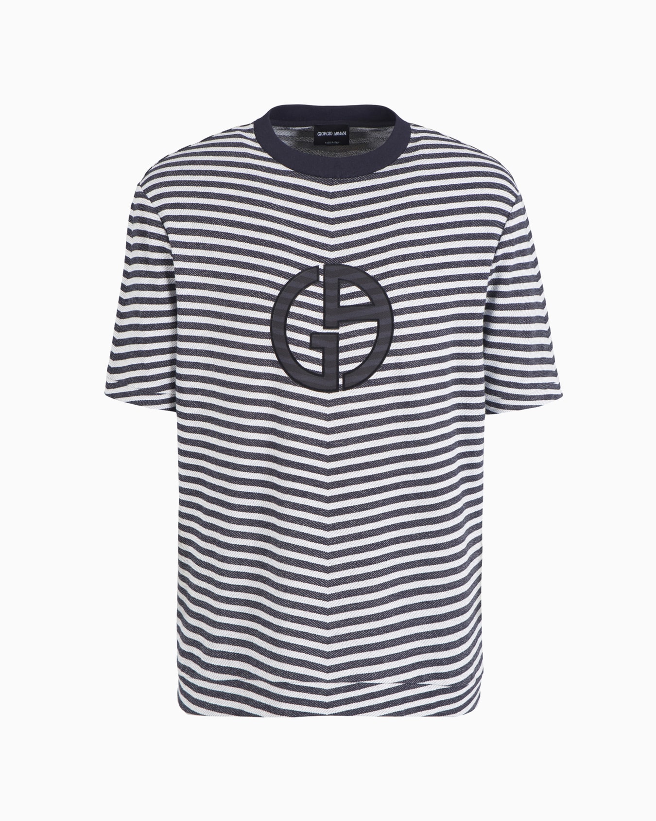 T-shirt ras-du-cou en viscose stretch jacquard chevron Diapositive 0