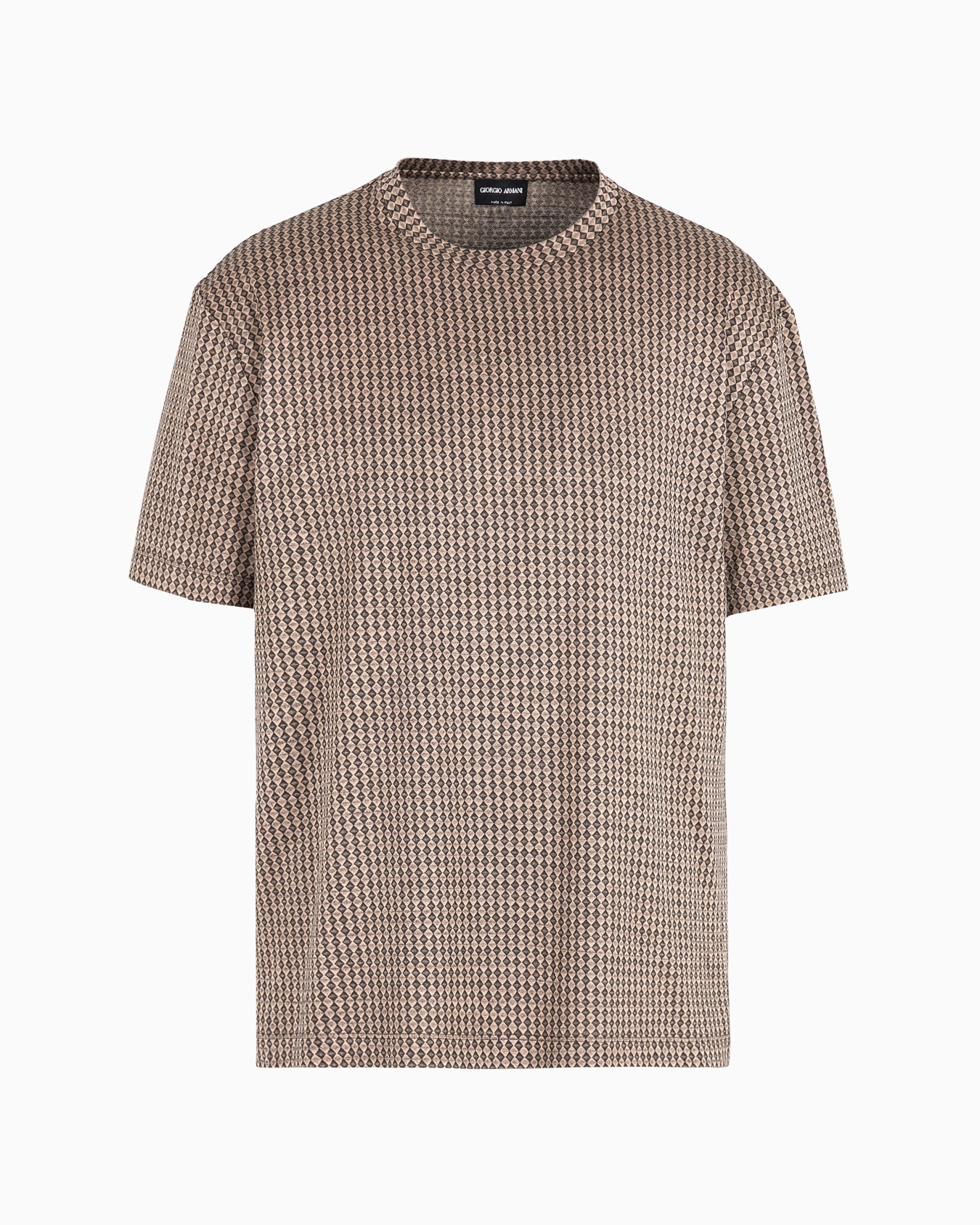 T-Shirt mit Rundhalsausschnitt aus Seiden- und Baumwolljacquard Folie 0