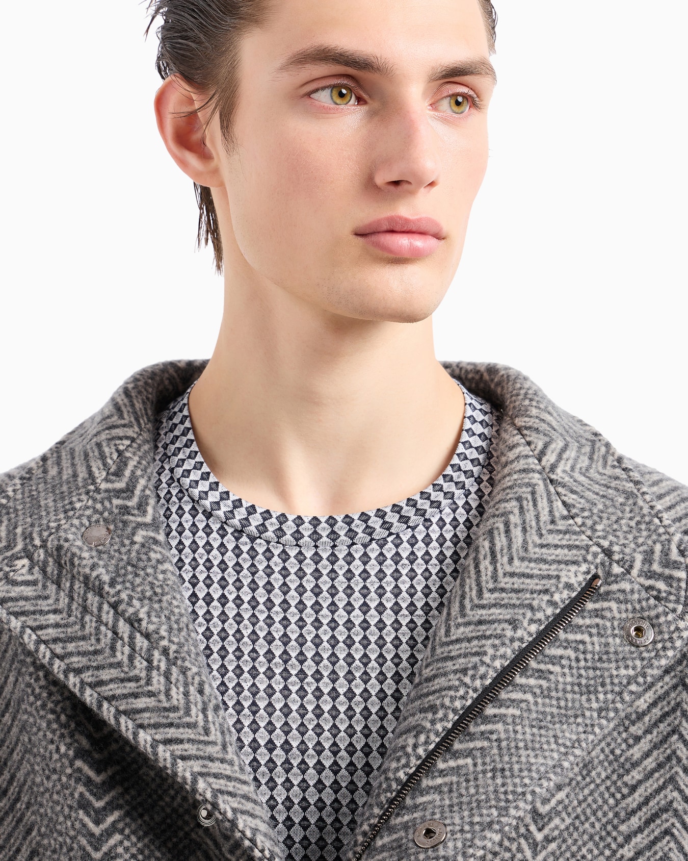 Crew-neck T-shirt in silk and cotton jacquard Slide 5