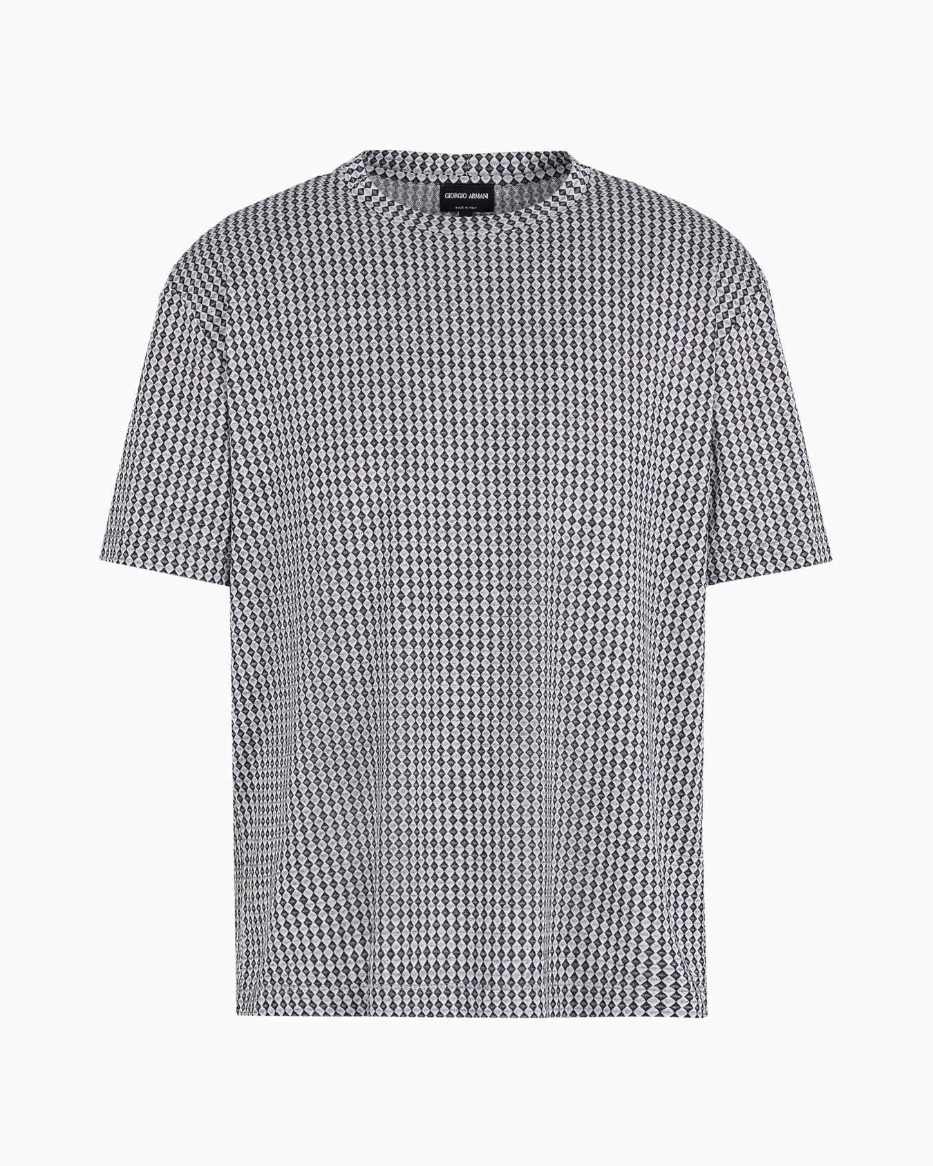 Crew-neck T-shirt in silk and cotton jacquard Slide 0